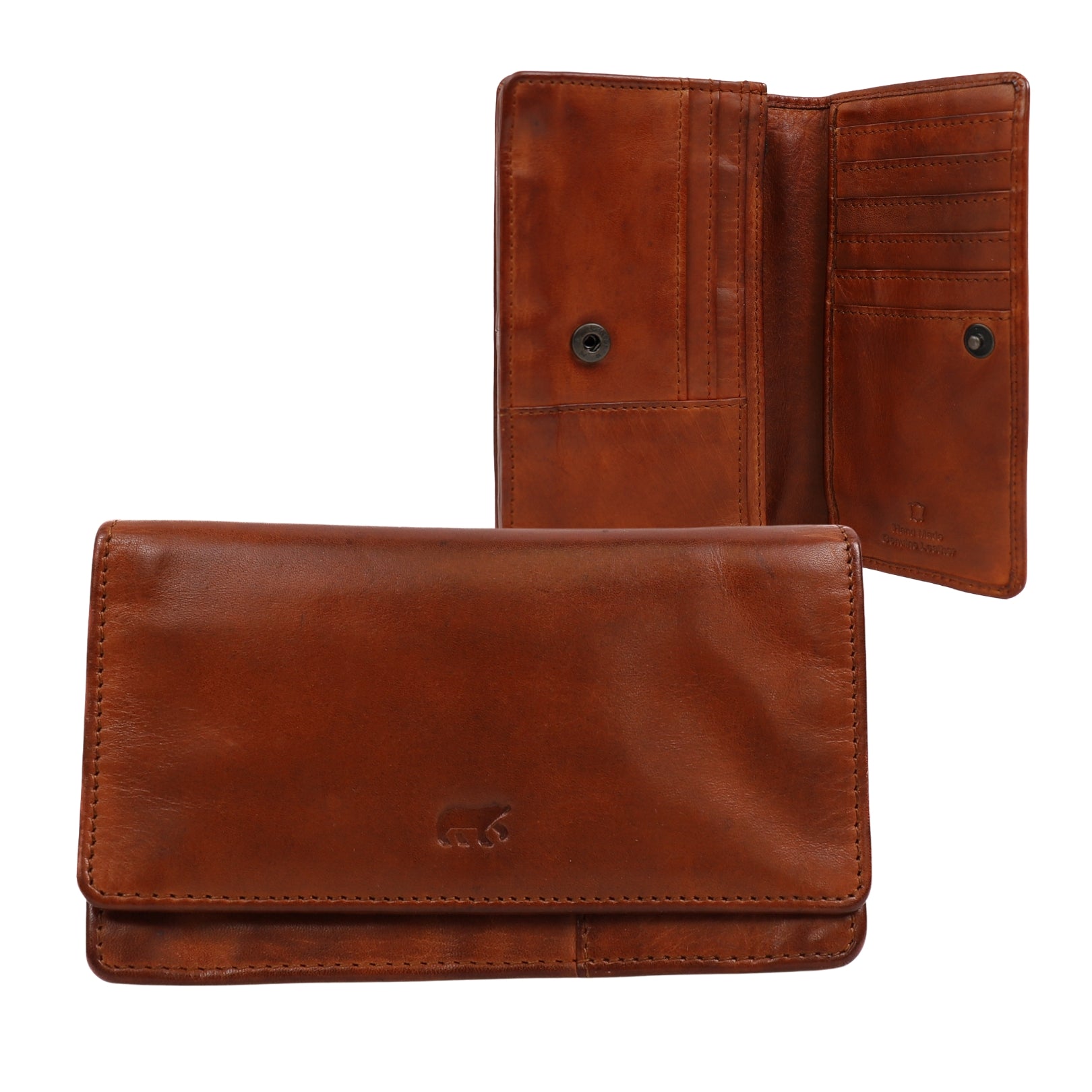 'Emma' cognac flap wallet