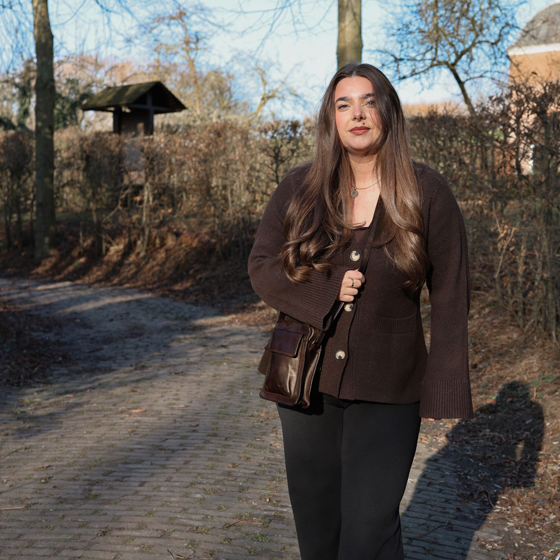 Schoudertasje 'Carmen' donkerbruin