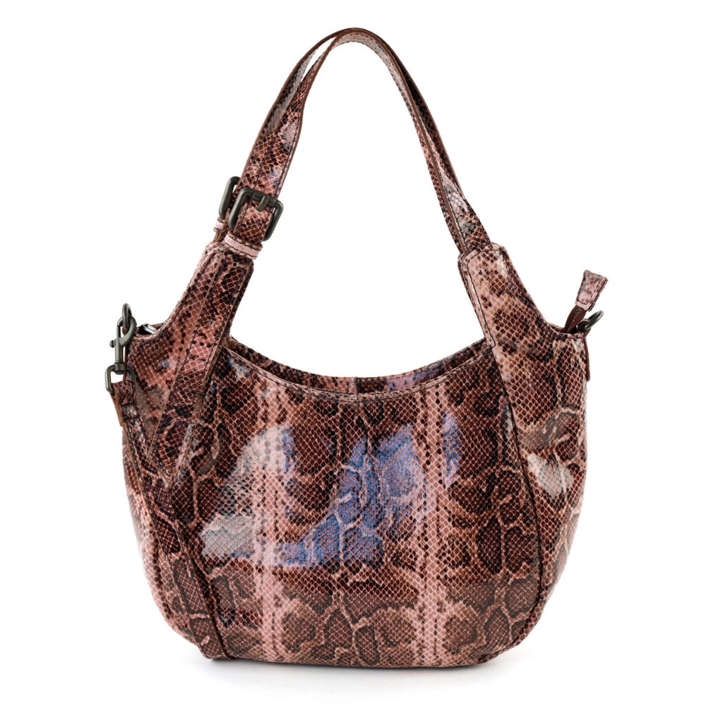 Hand-/schoudertas 'Francesca' snake pink