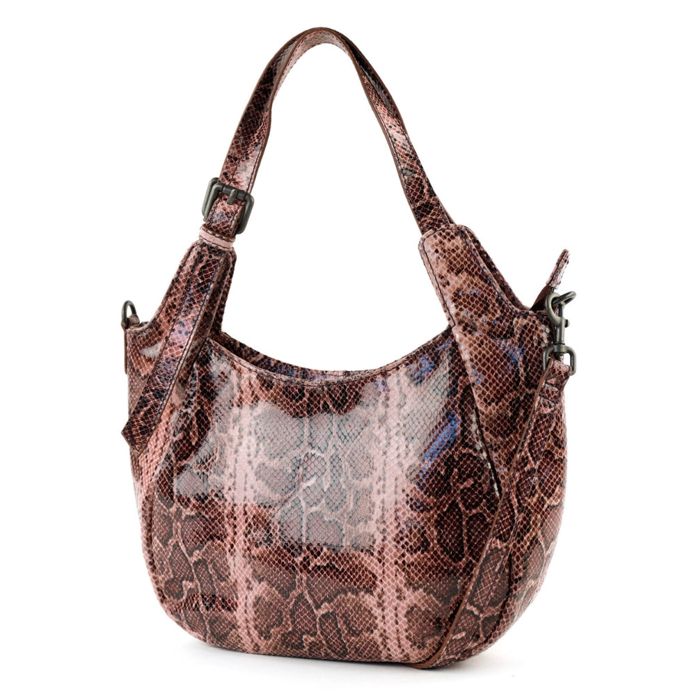 Hand-/schoudertas 'Francesca' snake pink
