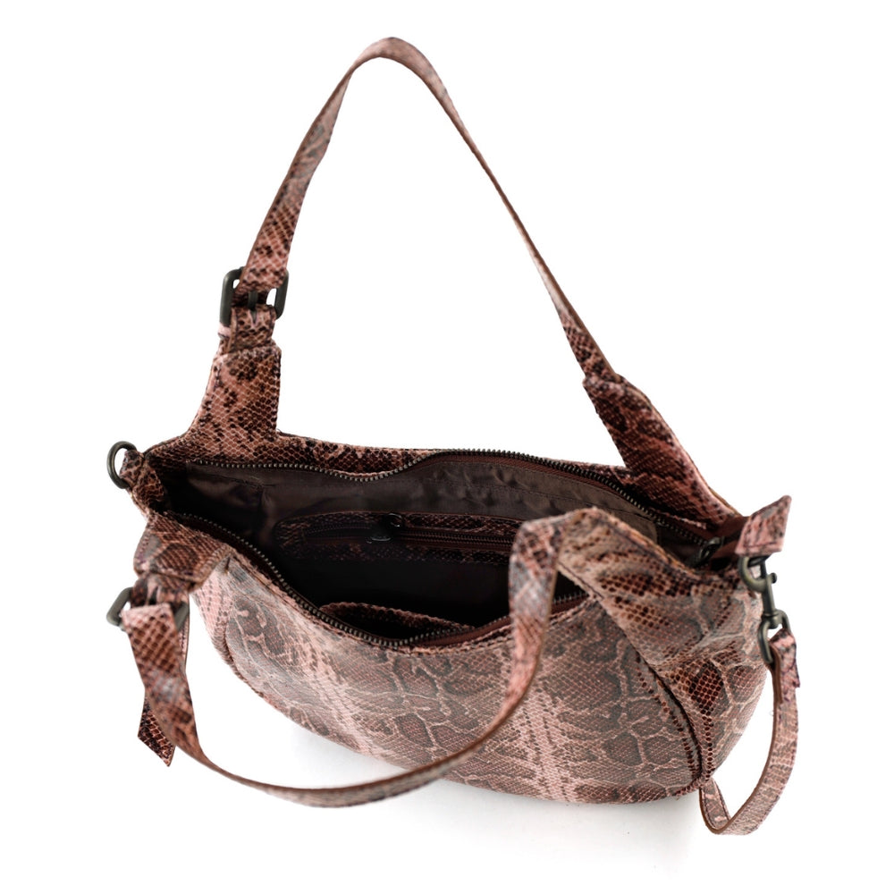 Hand/shoulder bag 'Francesca' snake pink