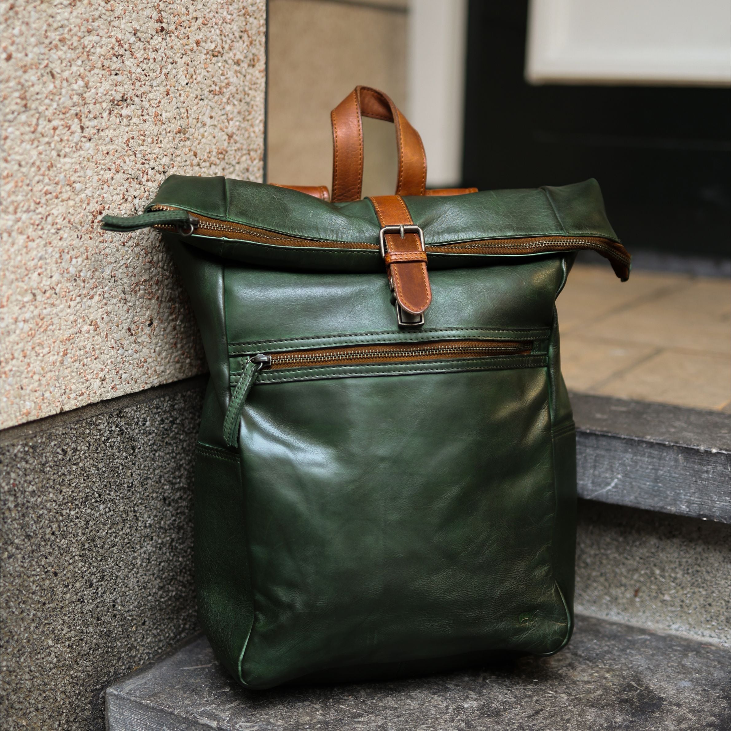 Backpack 'Rick' green/cognac