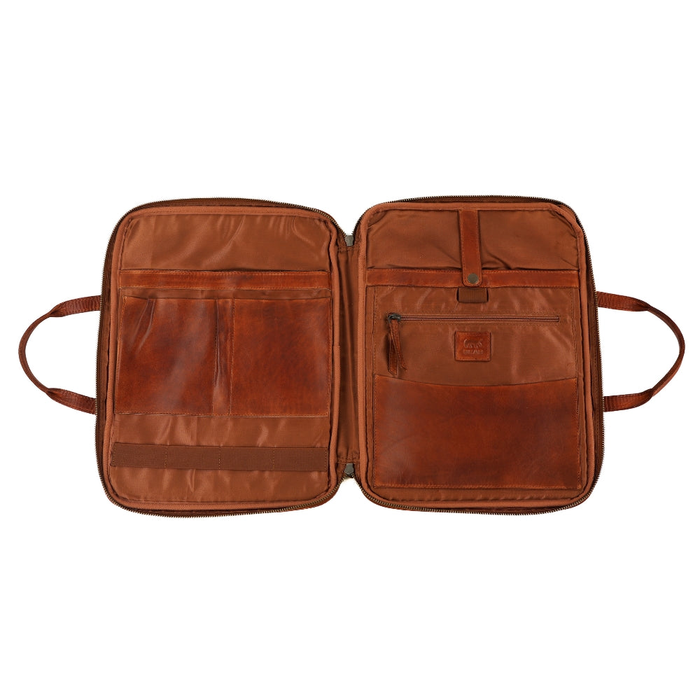 Compacte aktetas 'Cleo' cognac