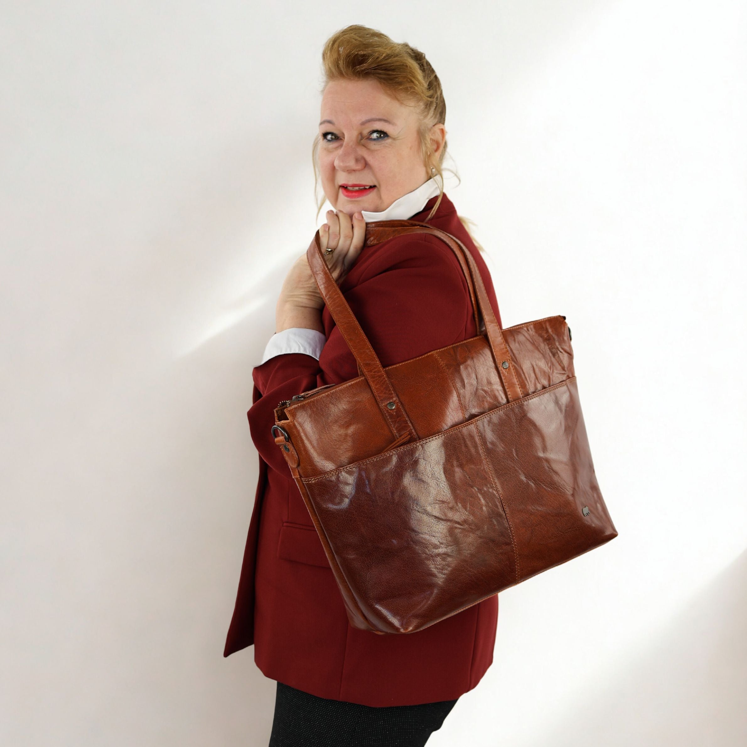 Laptoptas/shopper 'Manouk' Andorra cognac