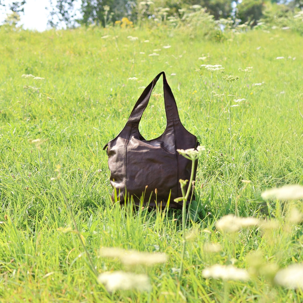 Big shopper/pouch bag 'Aurora' dark brown