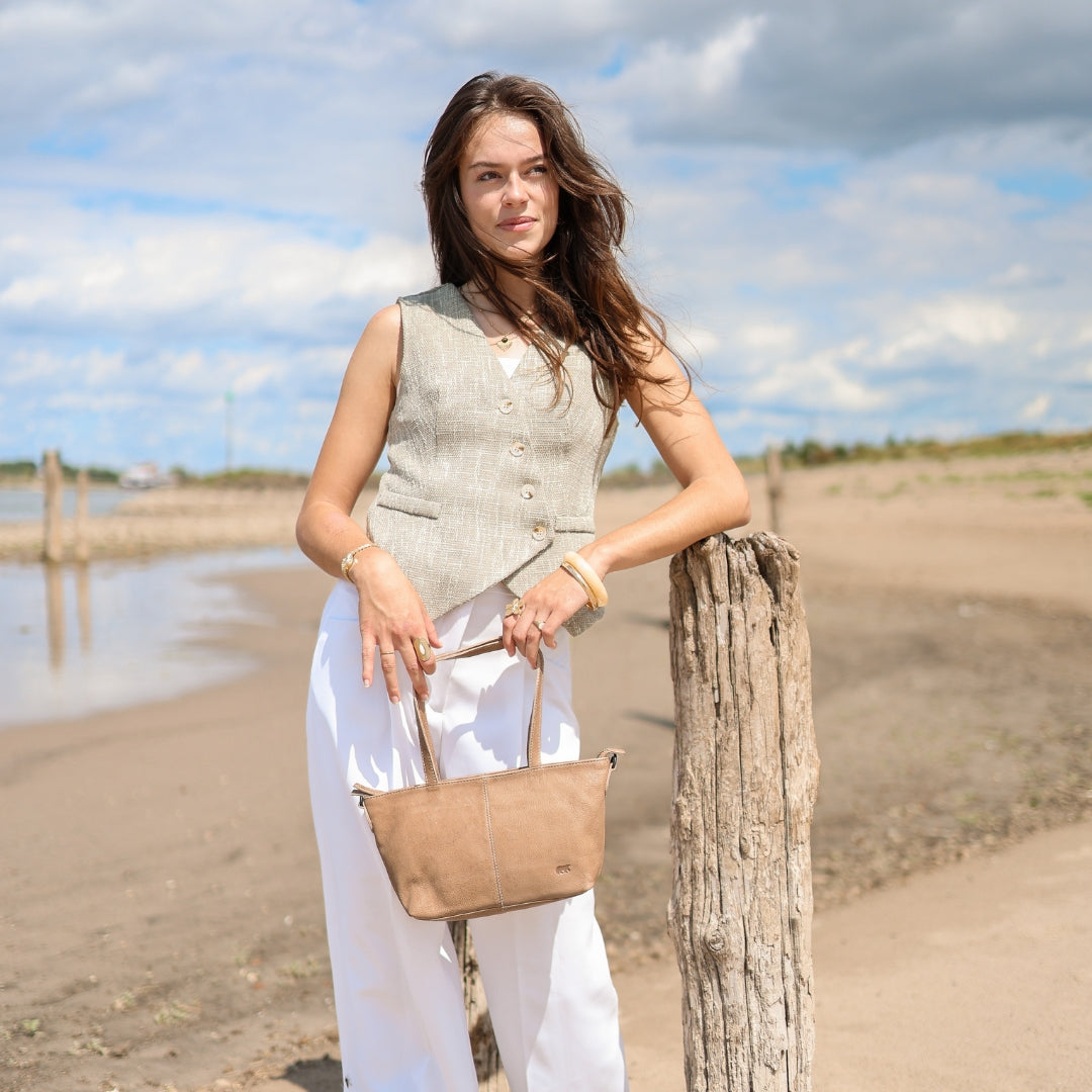 Klein hand-/schoudertasje 'Lola' beige