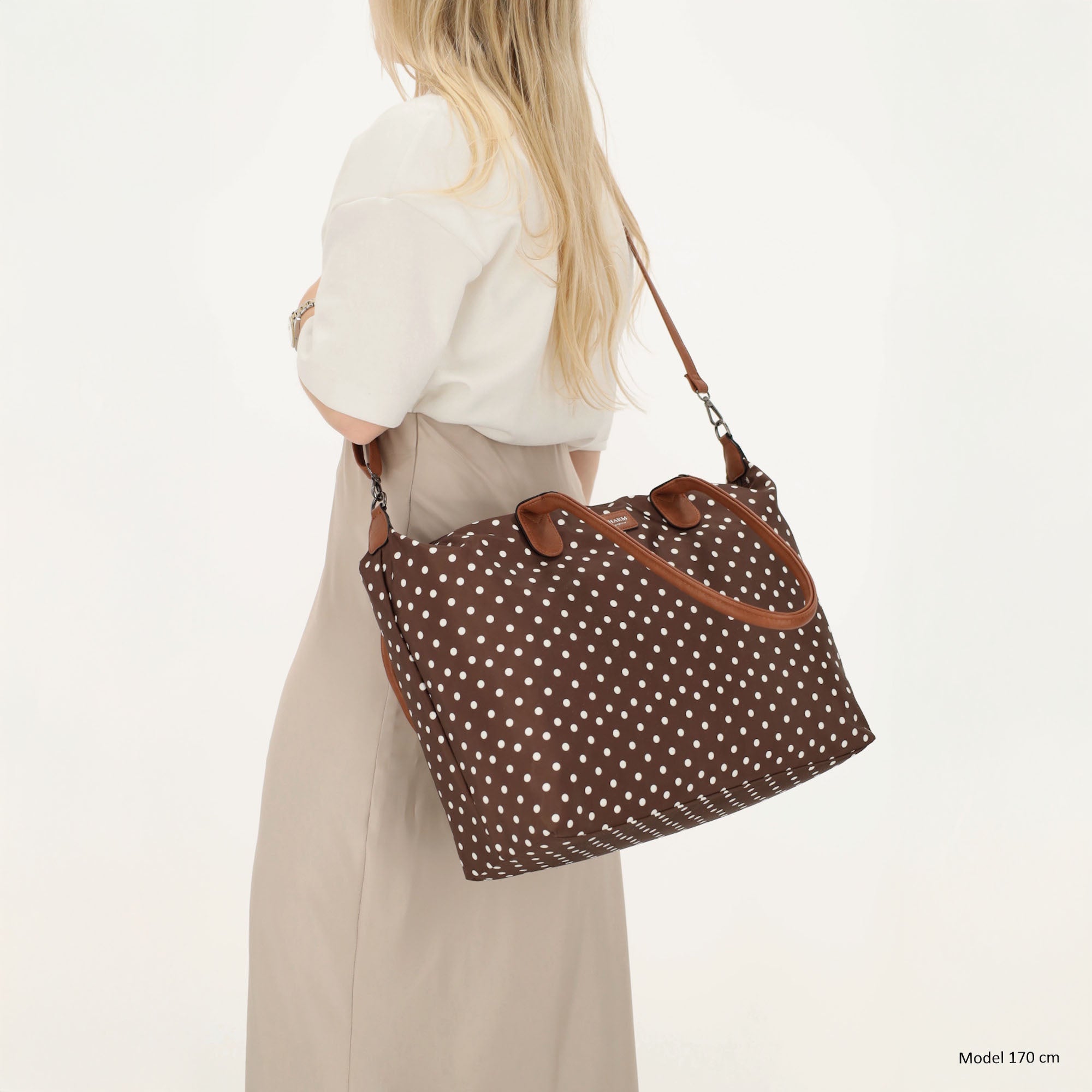 Buckingham Laptoptas 15.6 inch stippen wit-donkerbruin