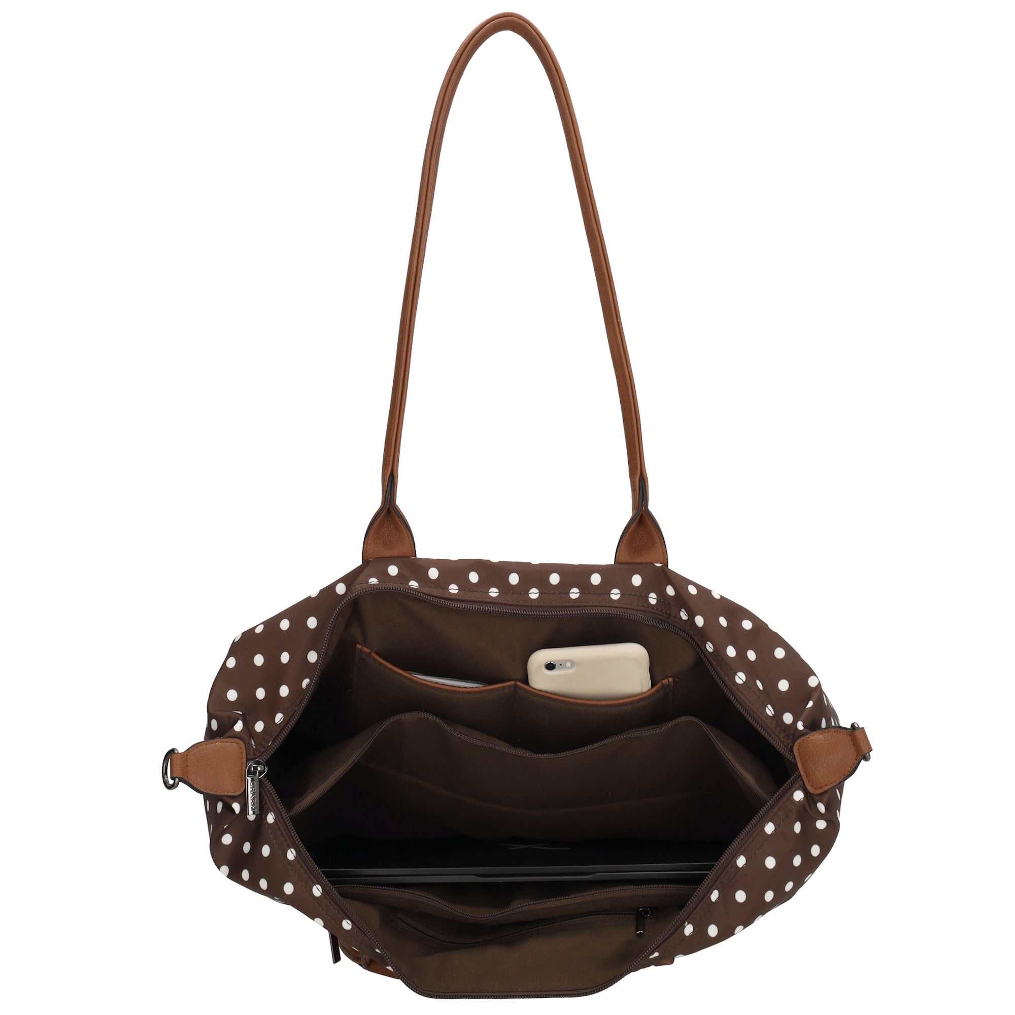 Buckingham Laptoptas 15.6 inch stippen wit-donkerbruin