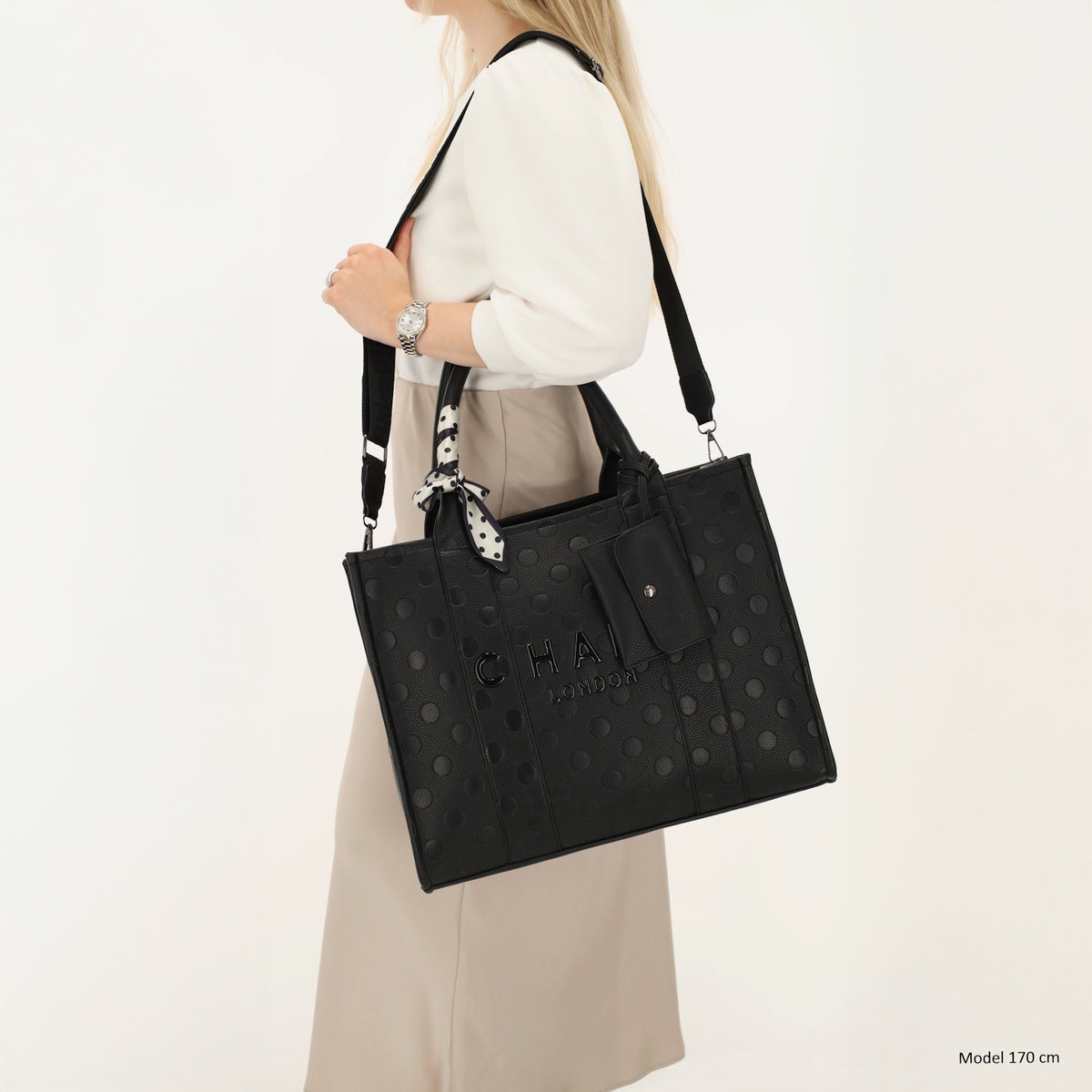 Bond Avenue - Sacoche pour ordinateur portable 15.6” noire à motif à pois