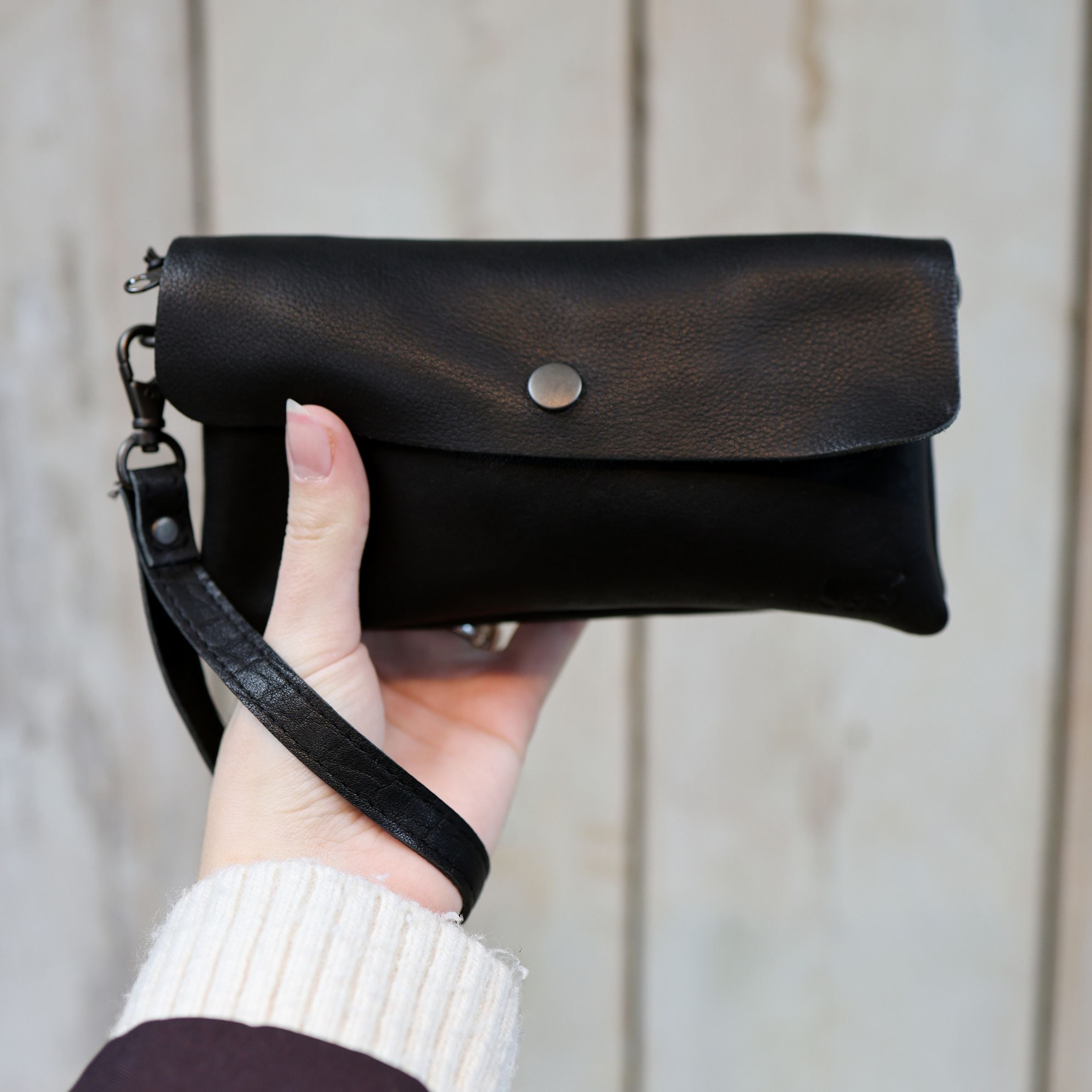 Clutch/Mini schoudertasje 'Lydia' zwart