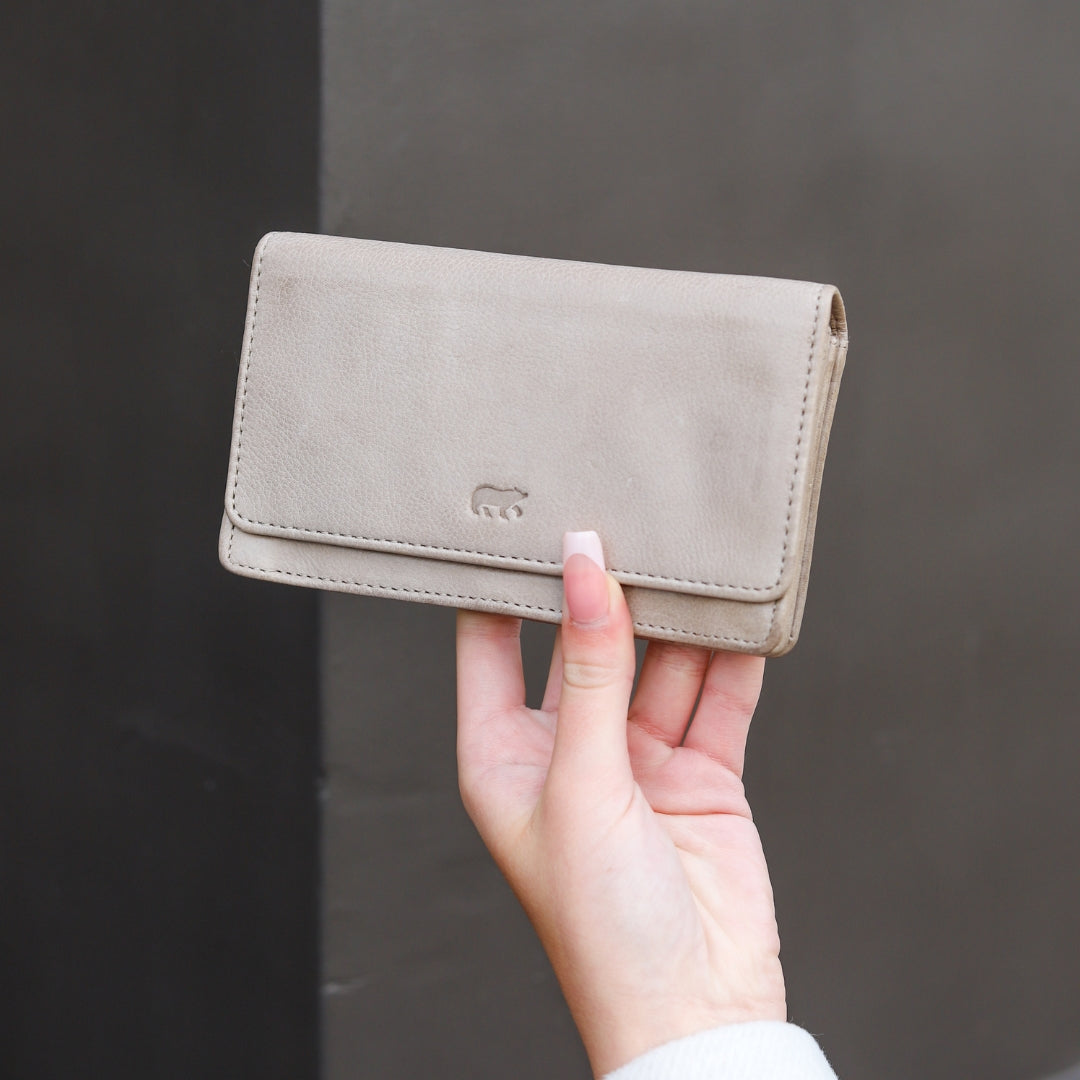 'Emma' pewter flap wallet