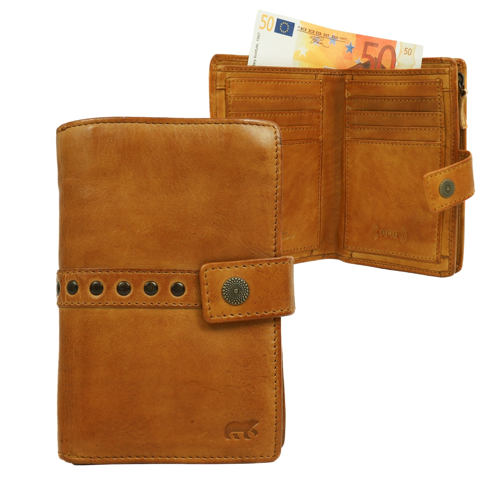 Wallet 'Sanne' yellow studs - CL 15087