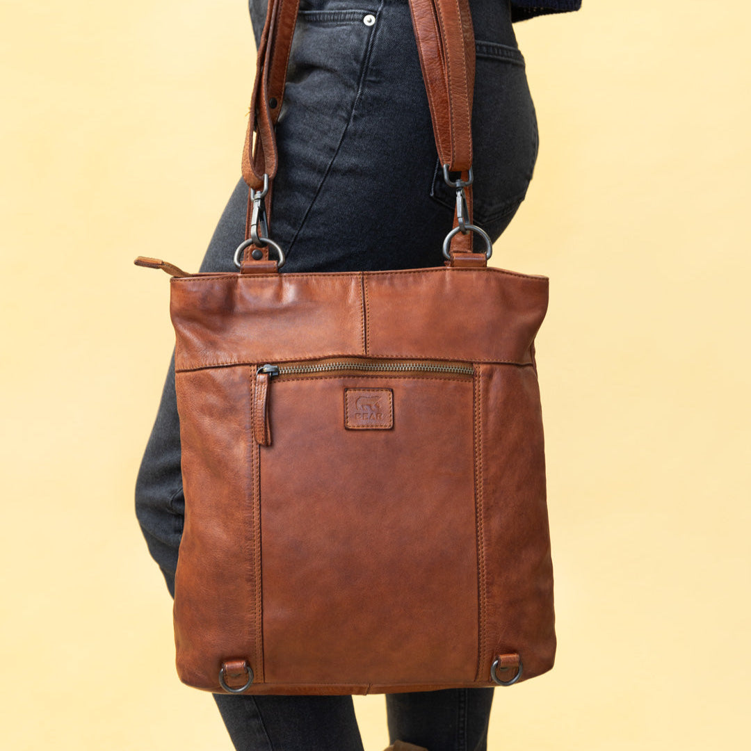 Rugzak/schoudertas 'Sandy' L cognac