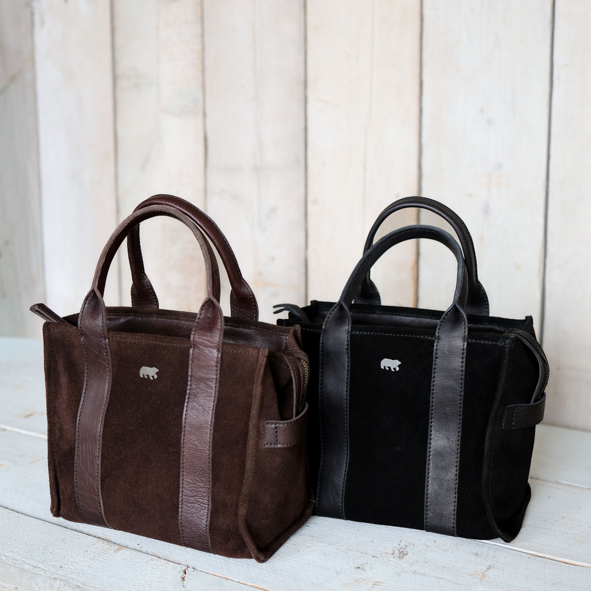 Suède mini tote bag 'Nova' zwart