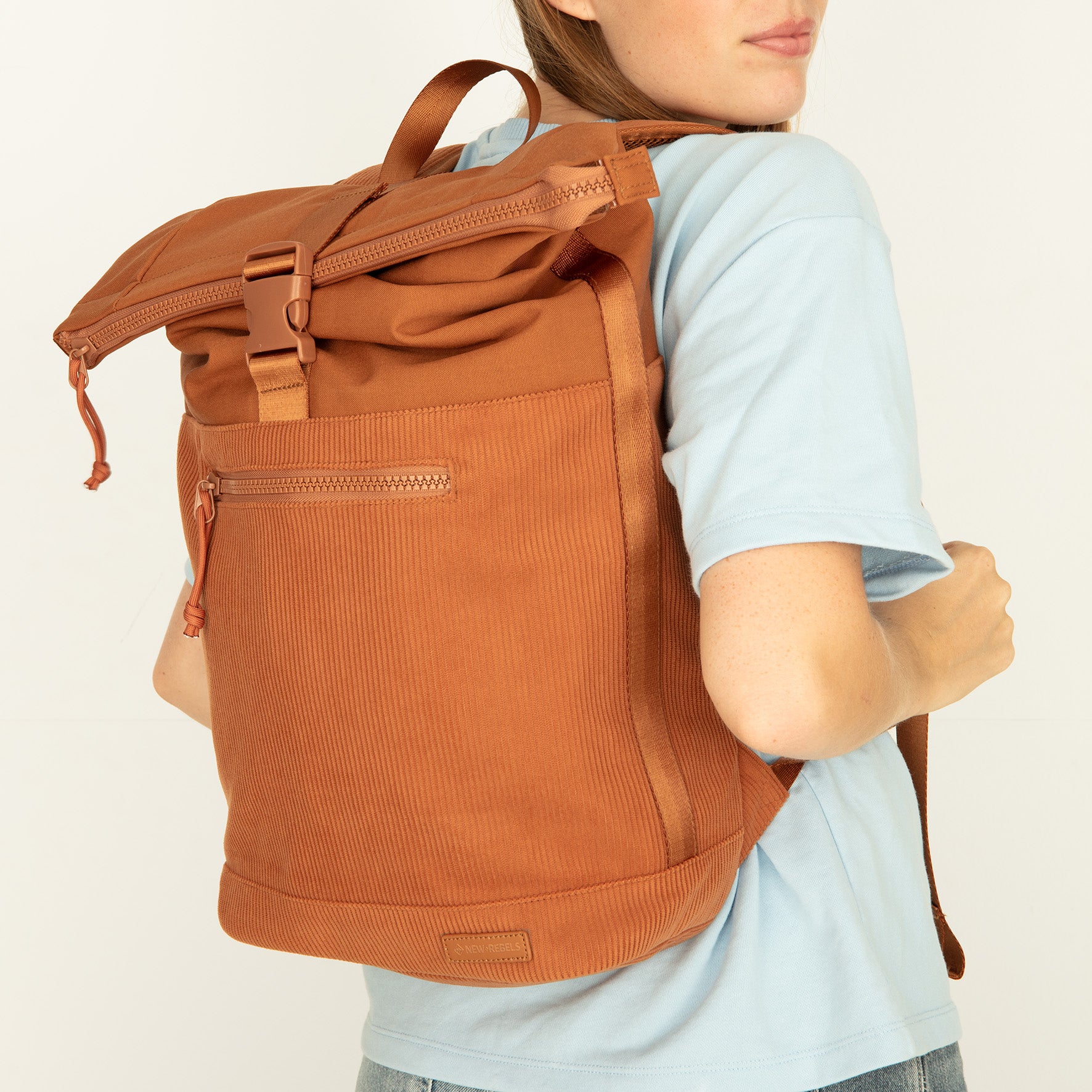 Ribbi - Rolrugzak 'New York' coffee brown 17-21L