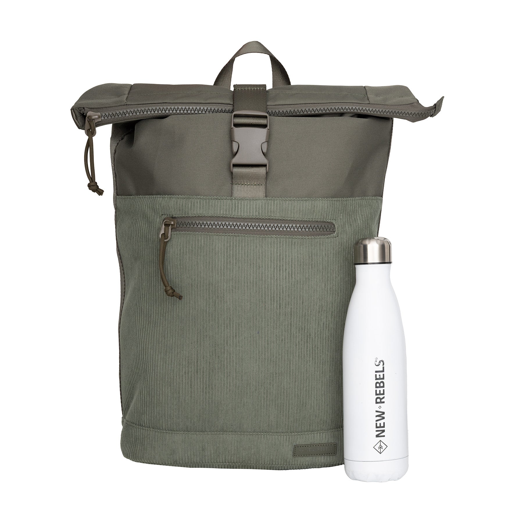 Ribbi - Rolrugzak 'New York' sage green 17-21L