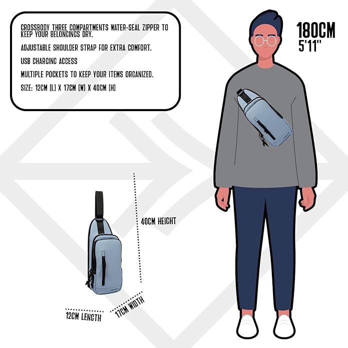 Waterproof crossbody bag 'Fargo' light blue