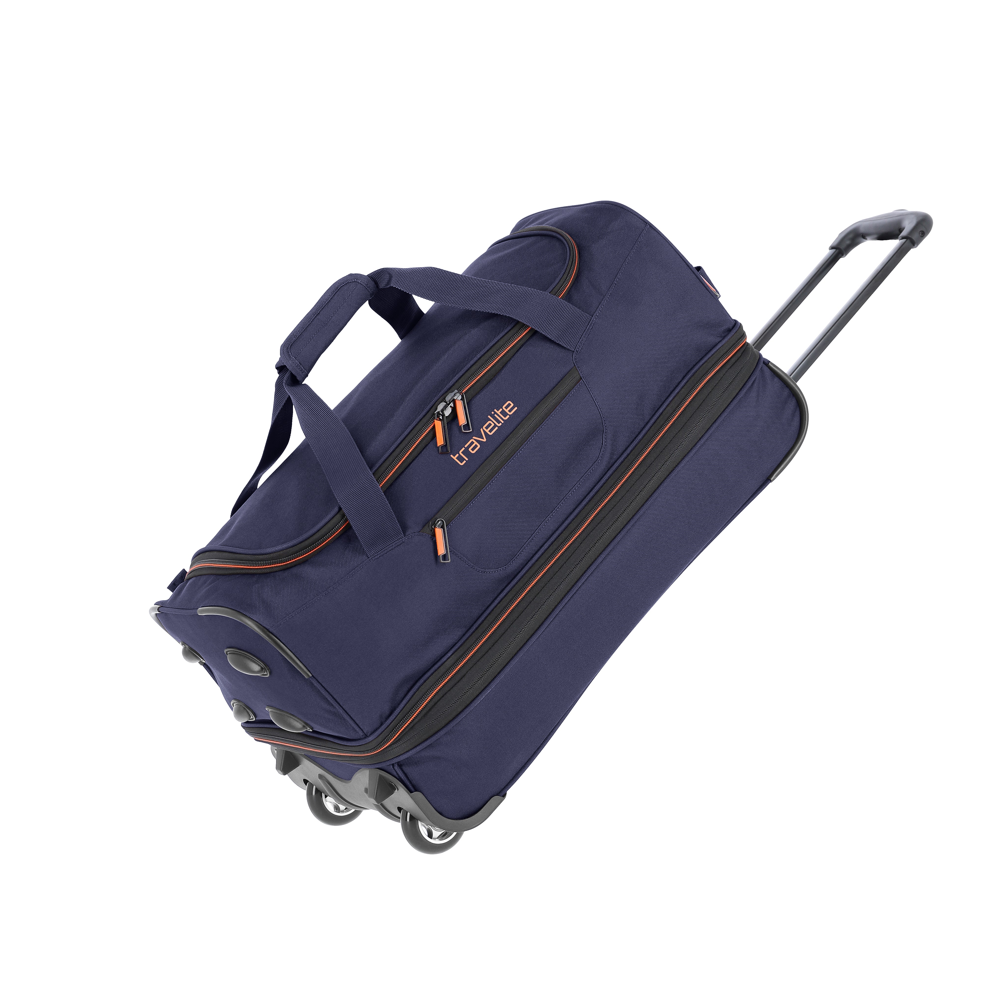 Basics - Weekend/travel bag with wheels S expandable - Navy blue