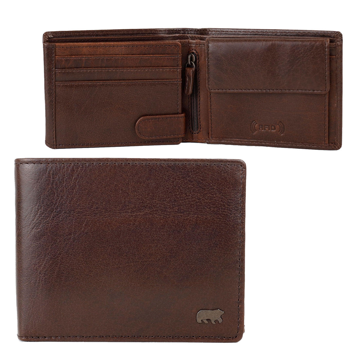 Heren portemonnee/billfold 'Niels' Andorra donkerbruin