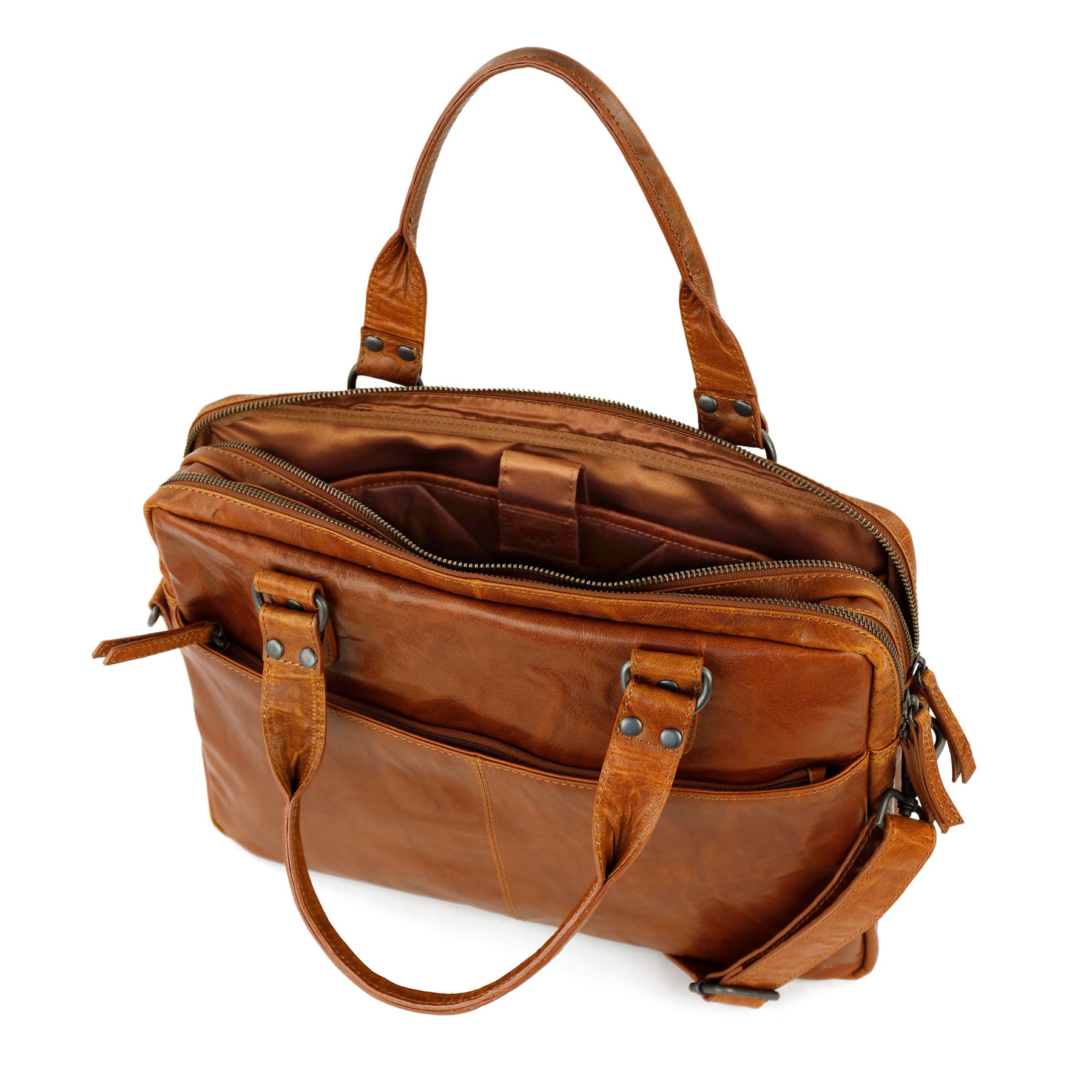 Kleine laptoptas 'Teun' Andorra cognac