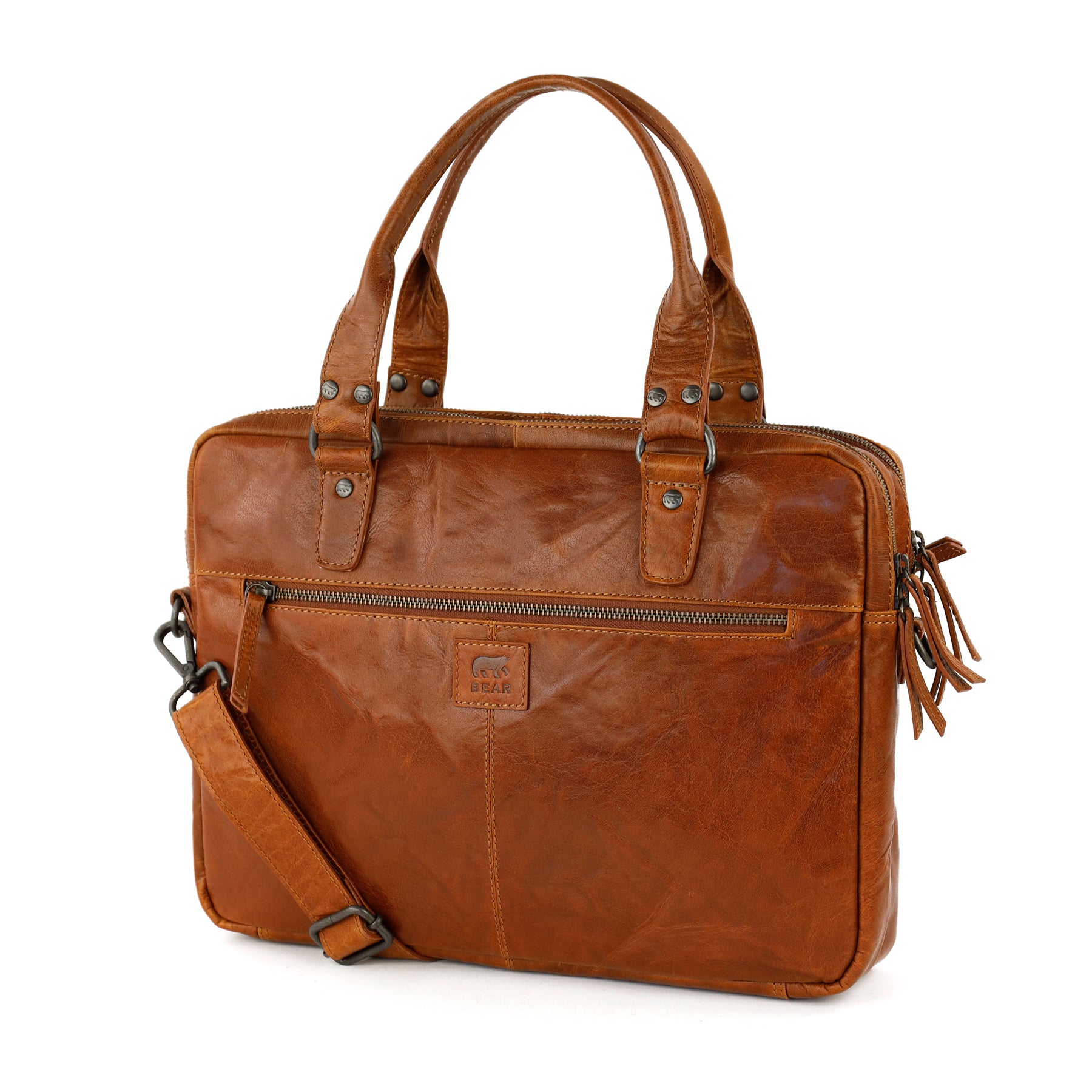Kleine laptoptas 'Teun' Andorra cognac