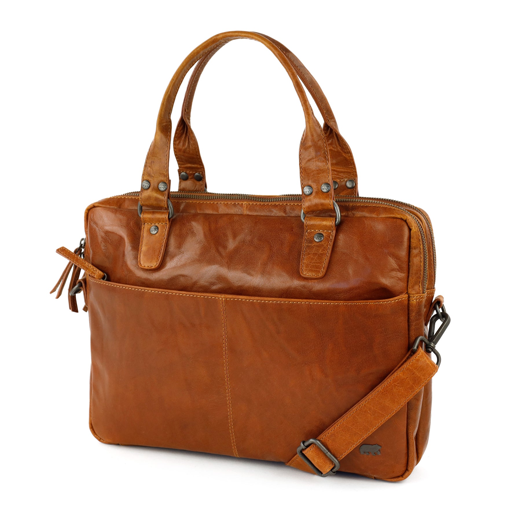 Kleine laptoptas 'Teun' Andorra cognac