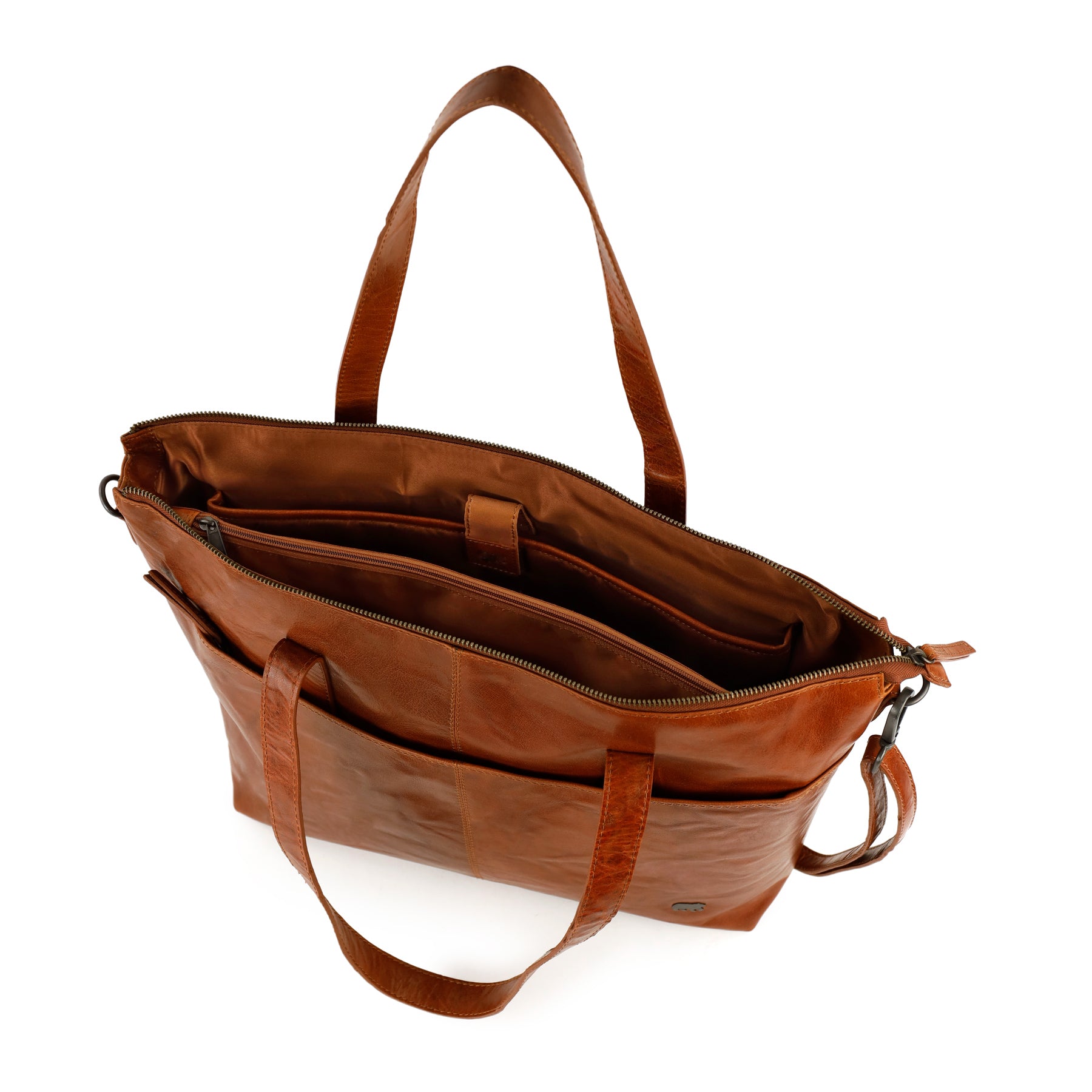 Laptoptas/shopper 15.6” 'Manouk' Andorra cognac