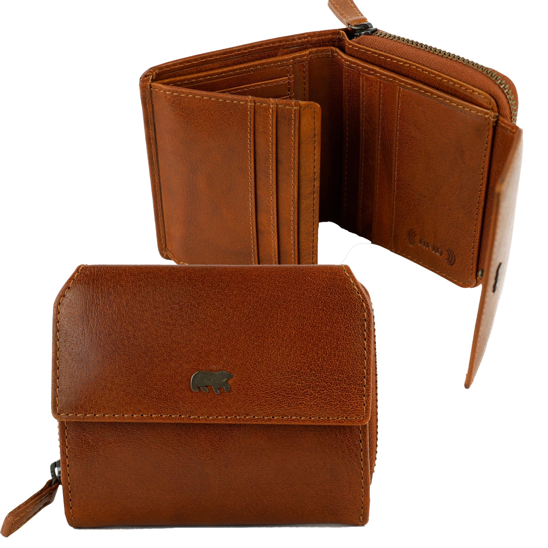 Ritsportemonnee 'Britt' Andorra cognac