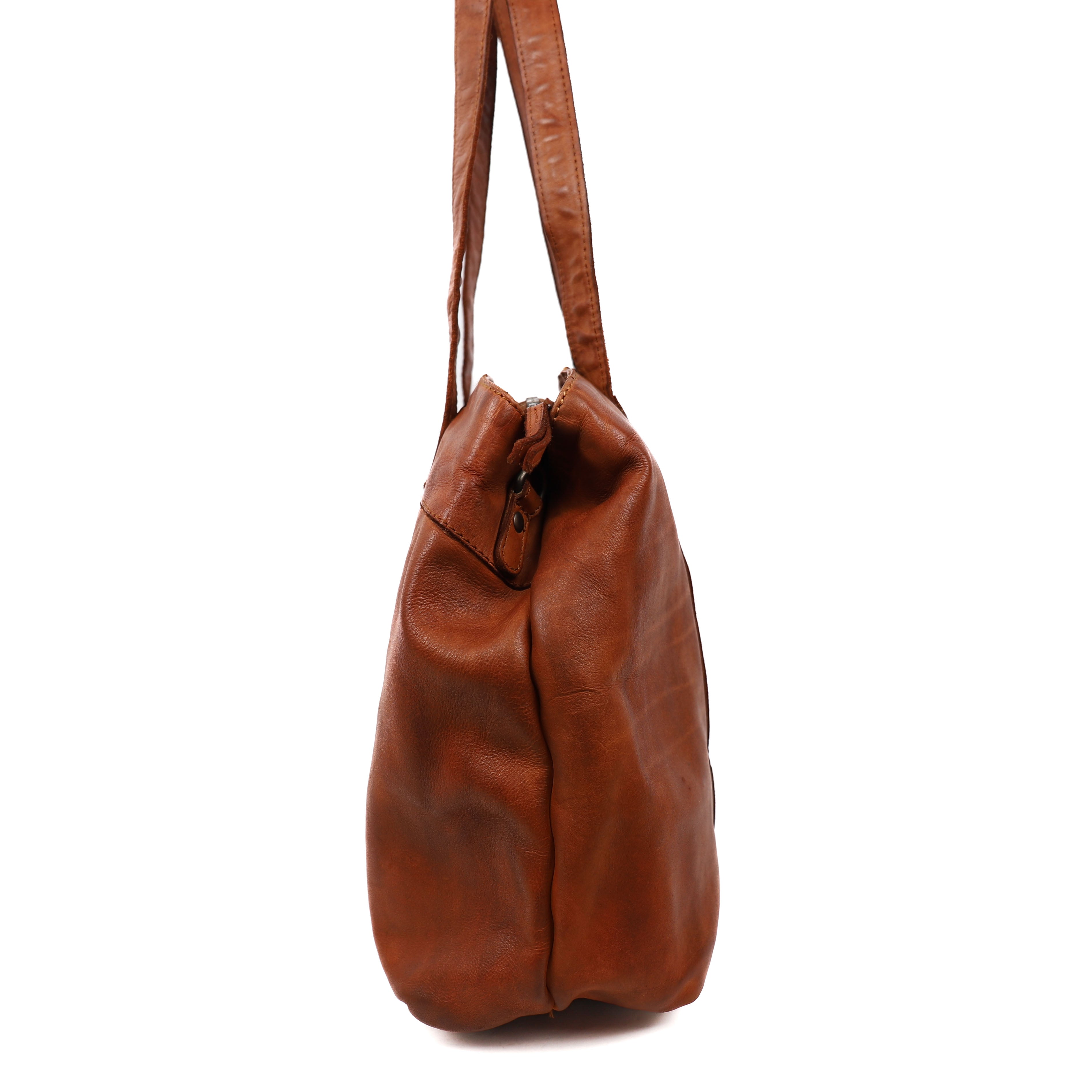 Hand/shoulder bag 'Bente' cognac
