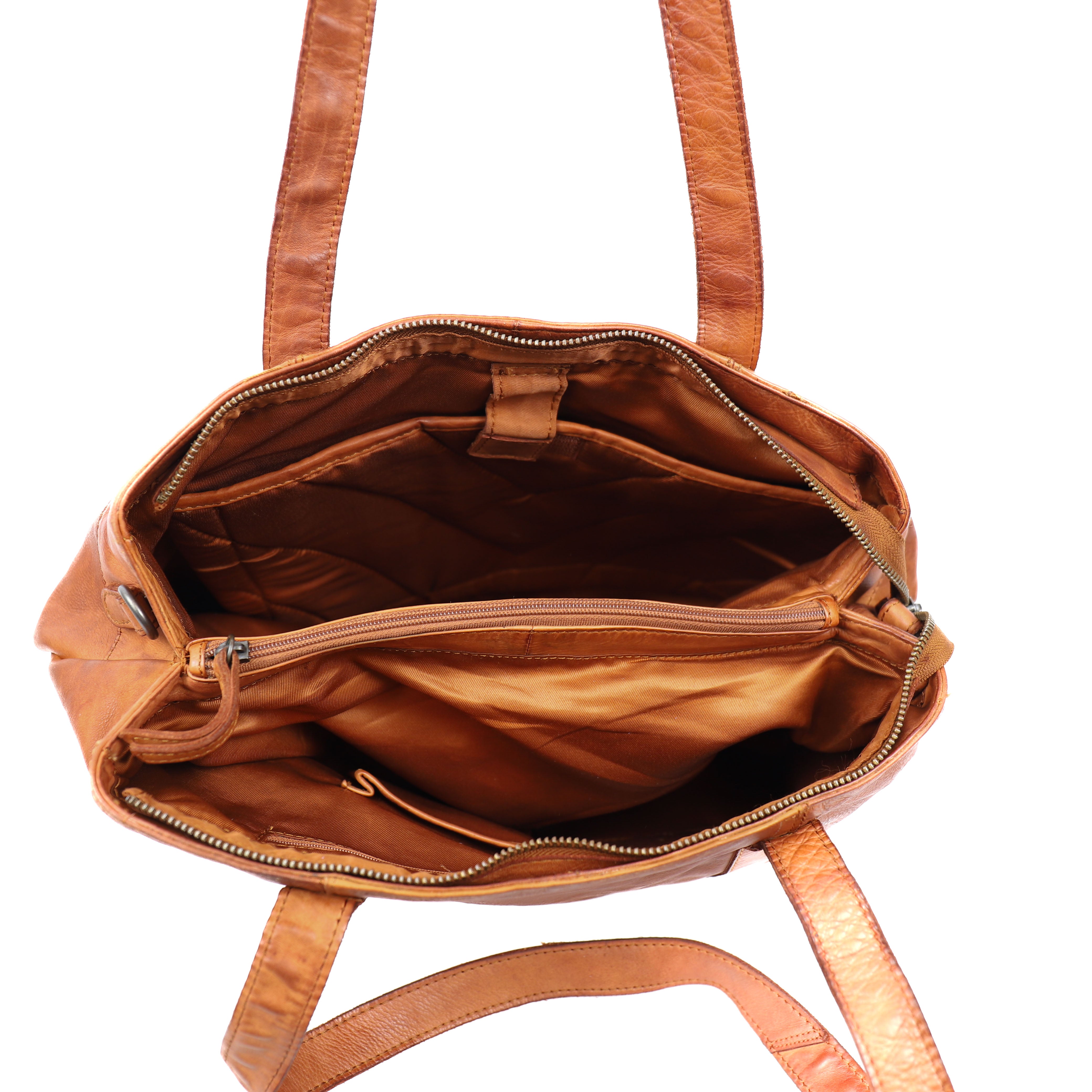 Hand/shoulder bag 'Bente' cognac