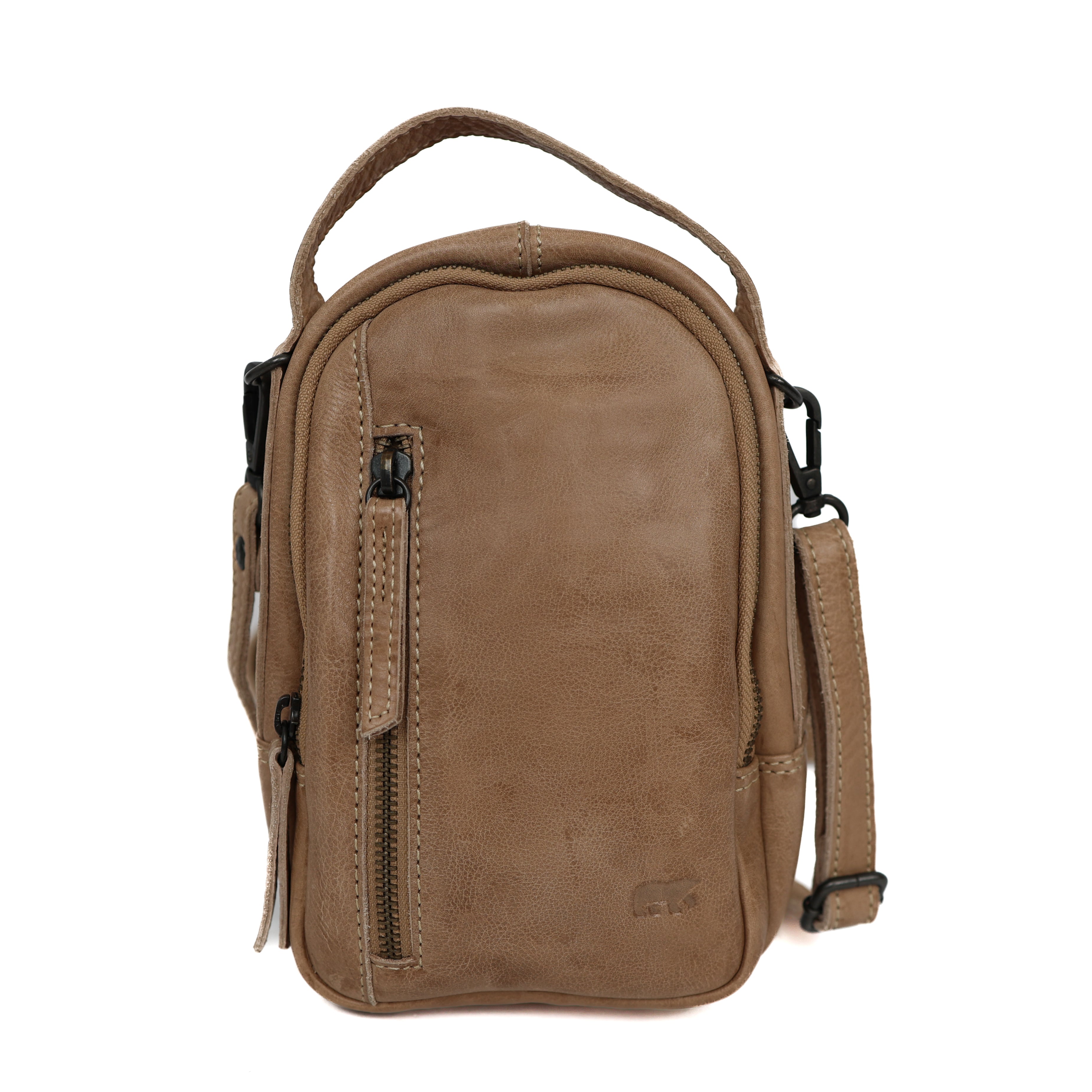 Small shoulderbag with zippers 'Bodhi' beige
