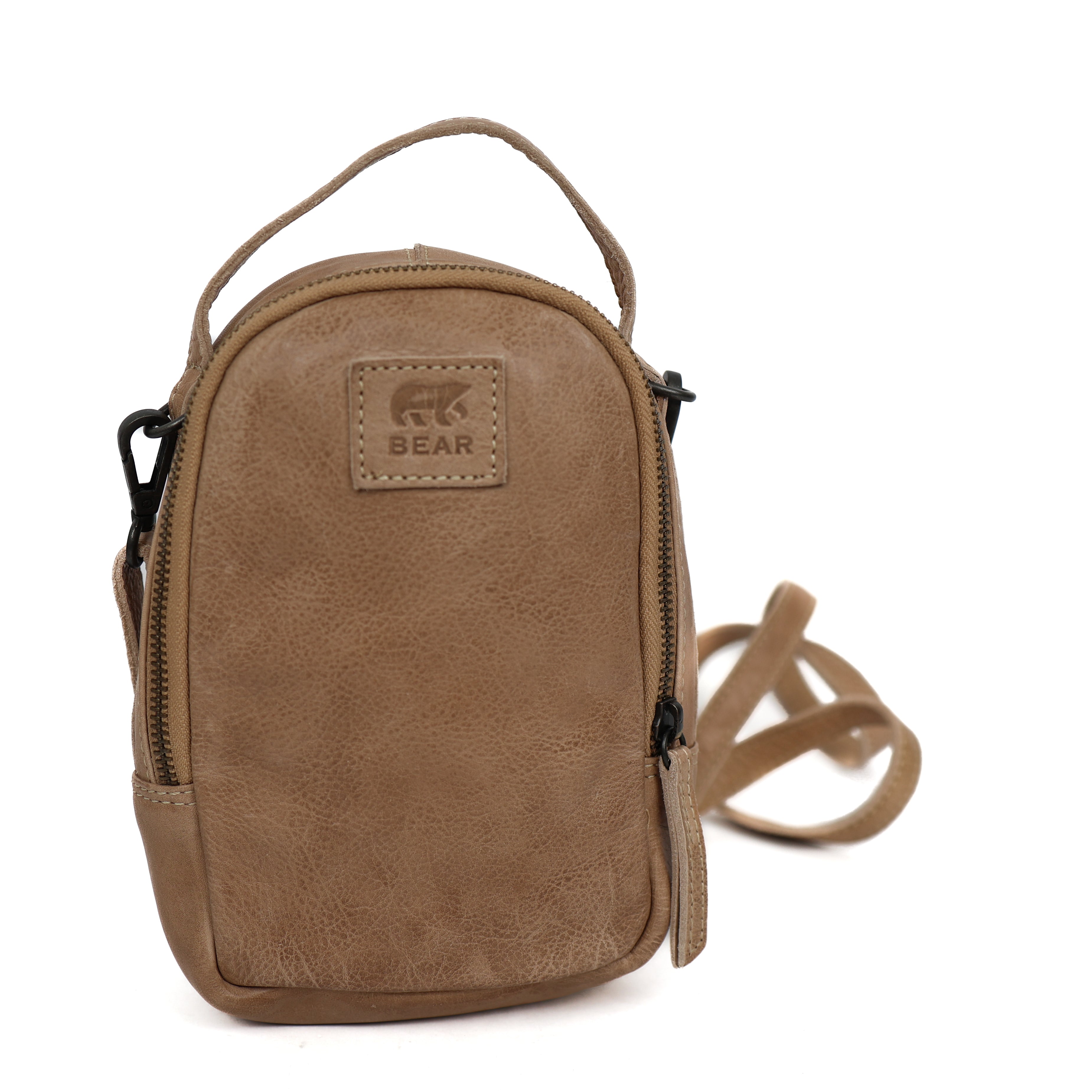 Small shoulderbag with zippers 'Bodhi' beige