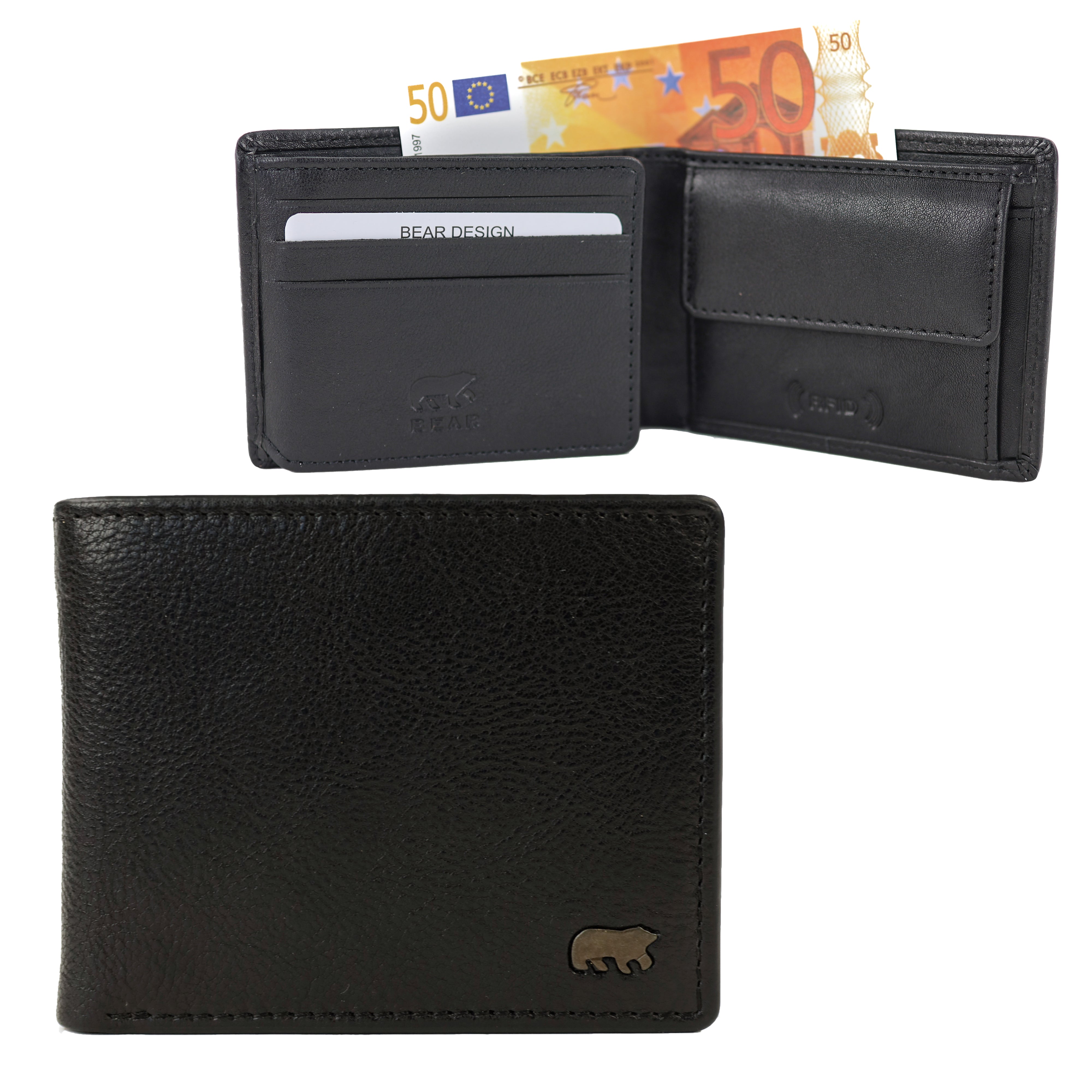 Luxe heren portemonnee/billfold 'Stefano' zwart