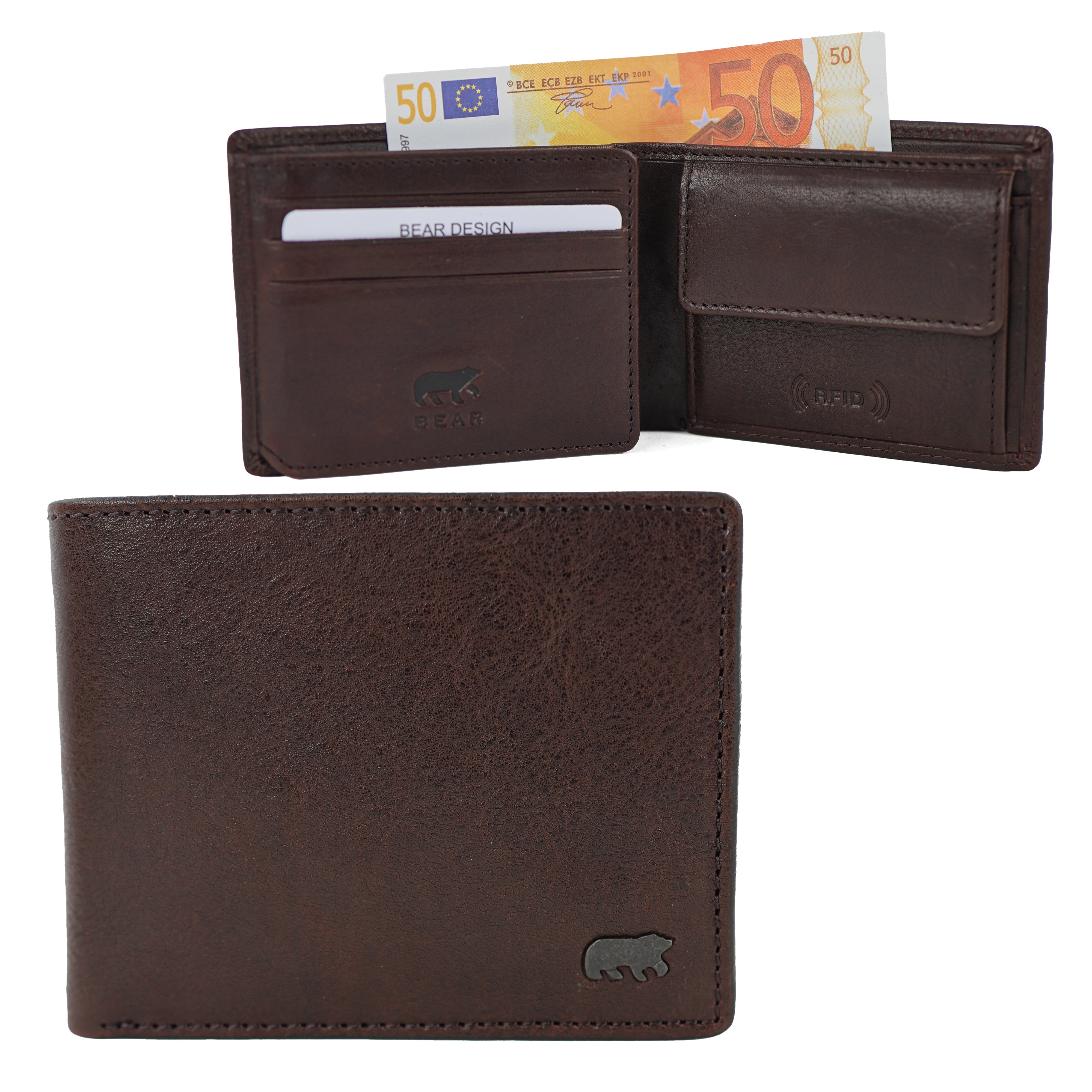 Luxe heren portemonnee/billfold 'Stefano' bruin