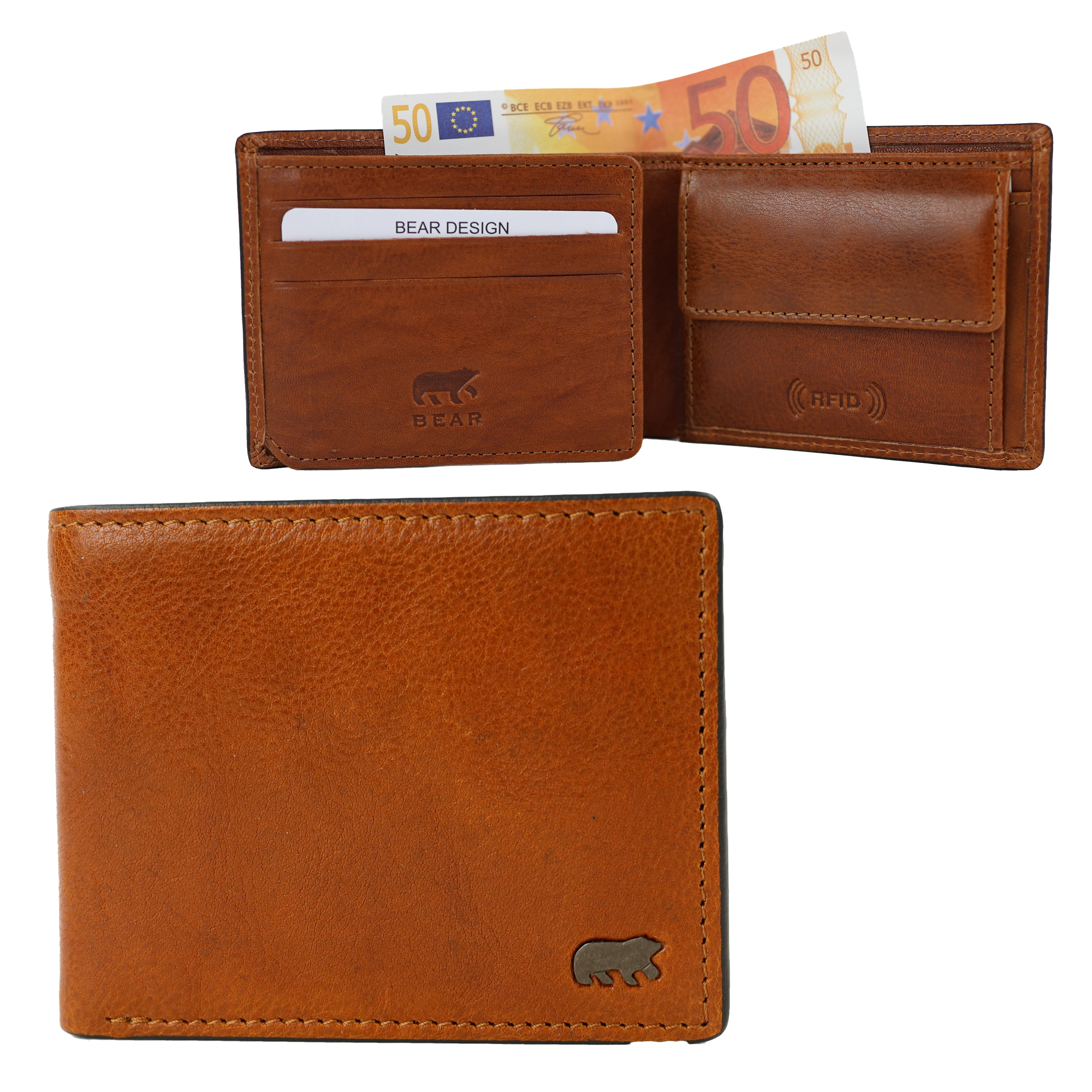 Luxe heren portemonnee/billfold 'Stefano' cognac