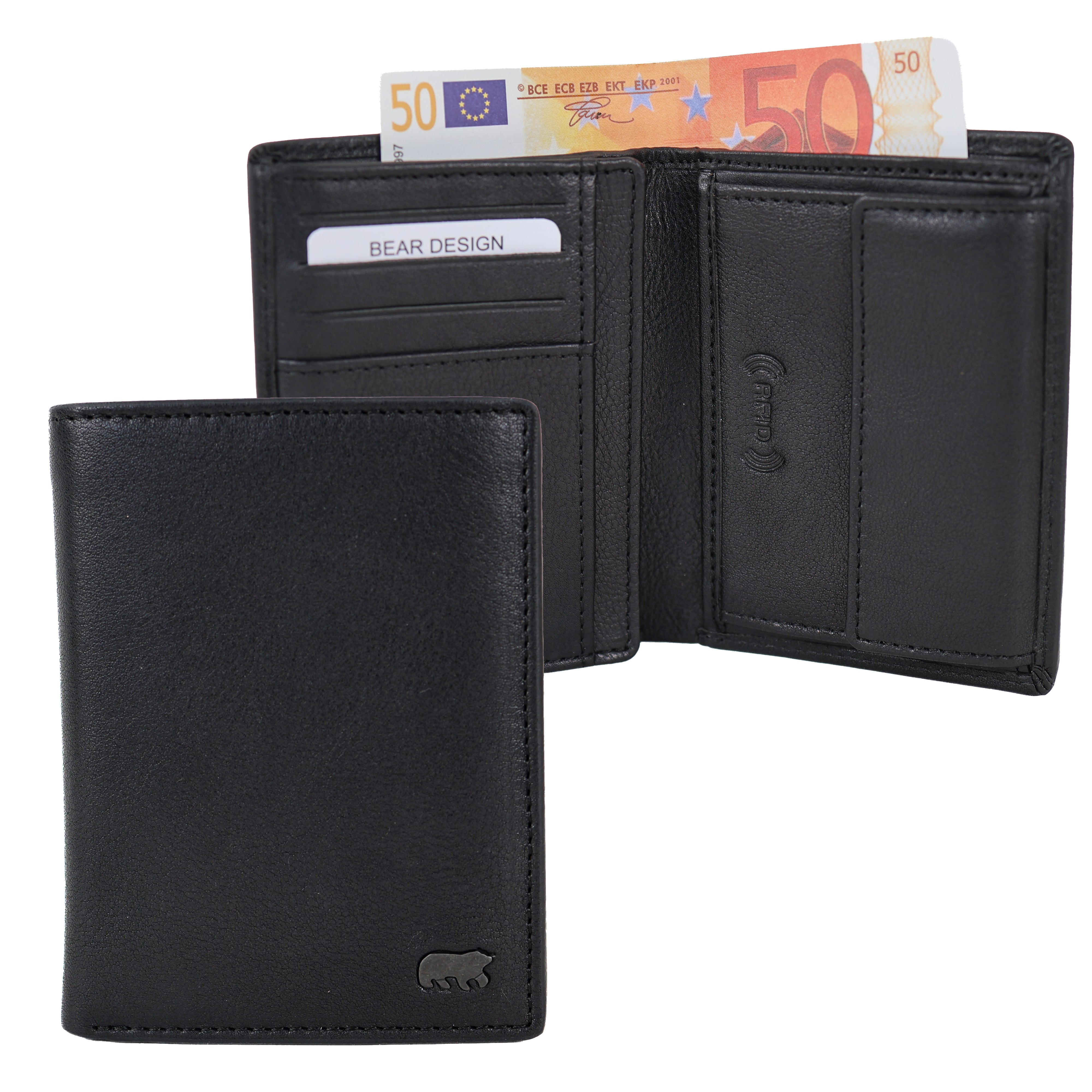 Luxe hoge portemonnee/billfold 'Enrico' zwart