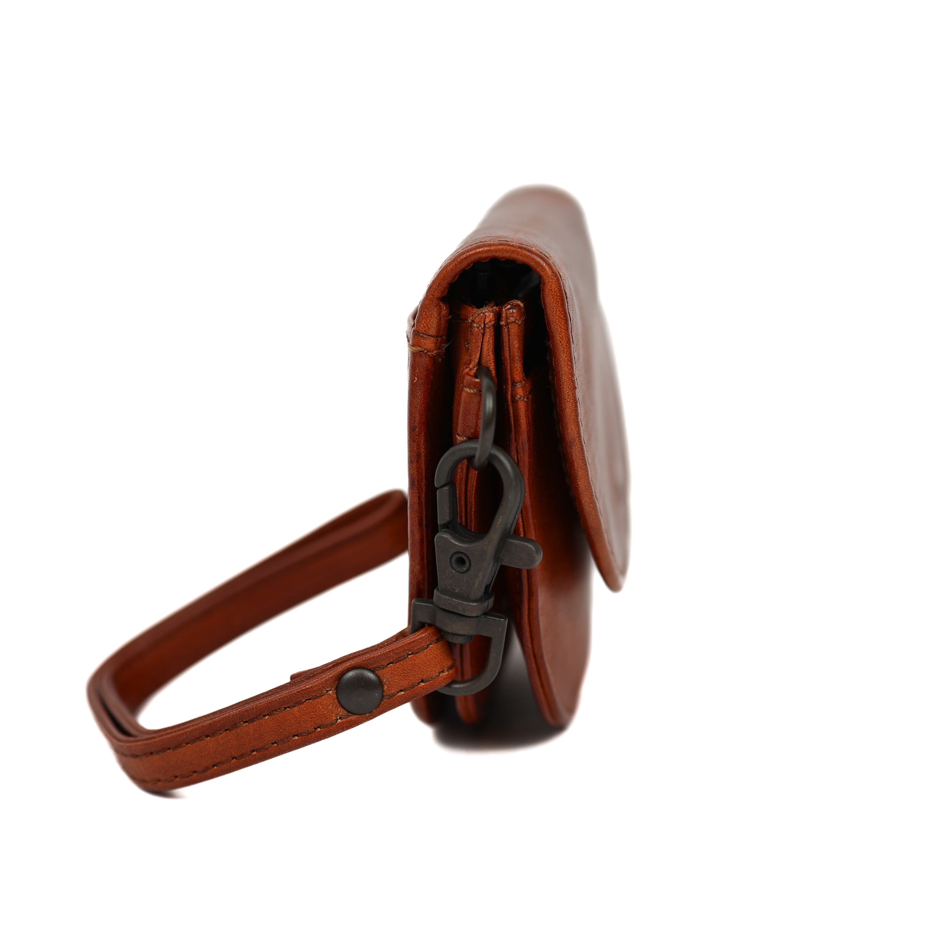 Portemonneetje met polsband 'Eva' cognac