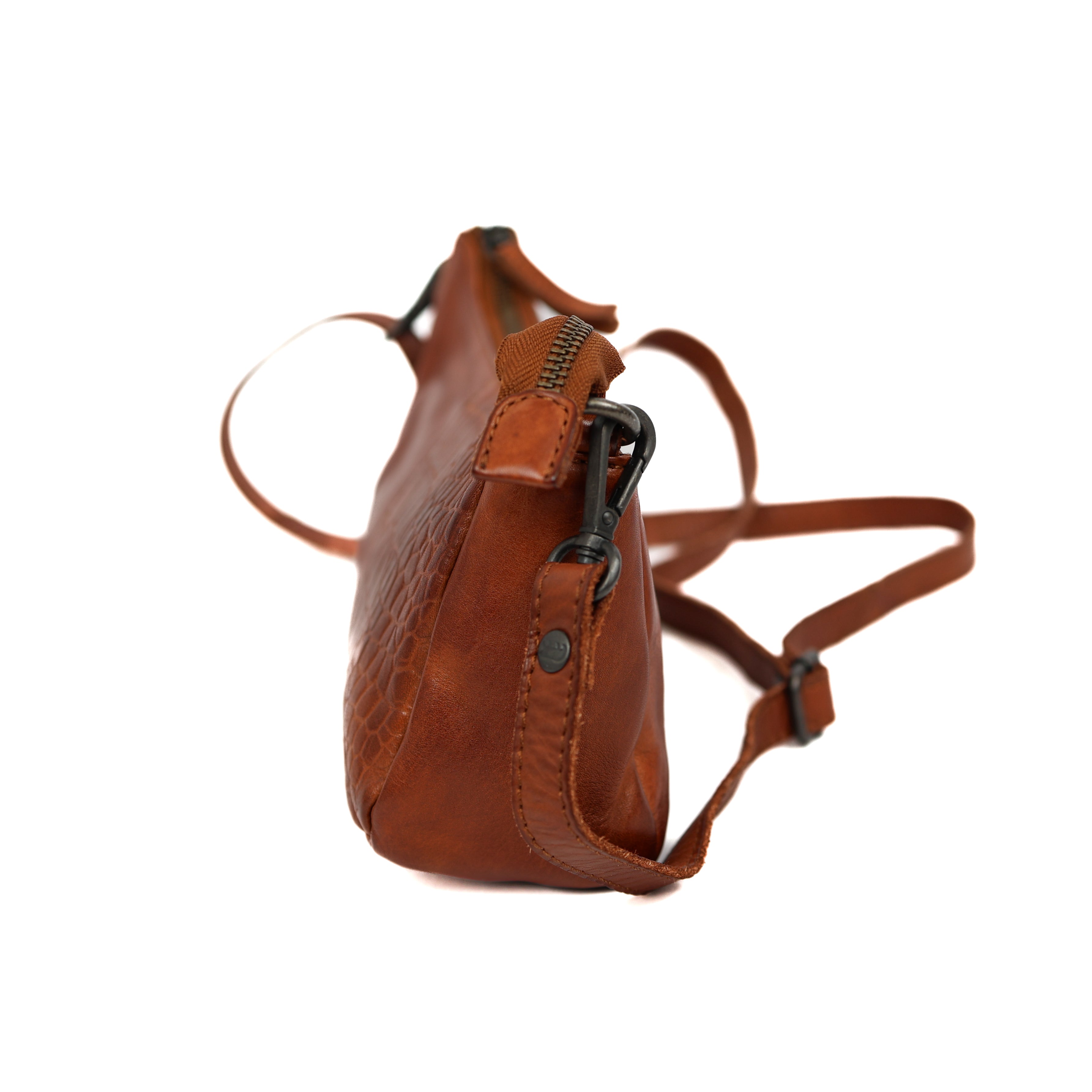 Klein schoudertasje 'Zeynep' cognac croco