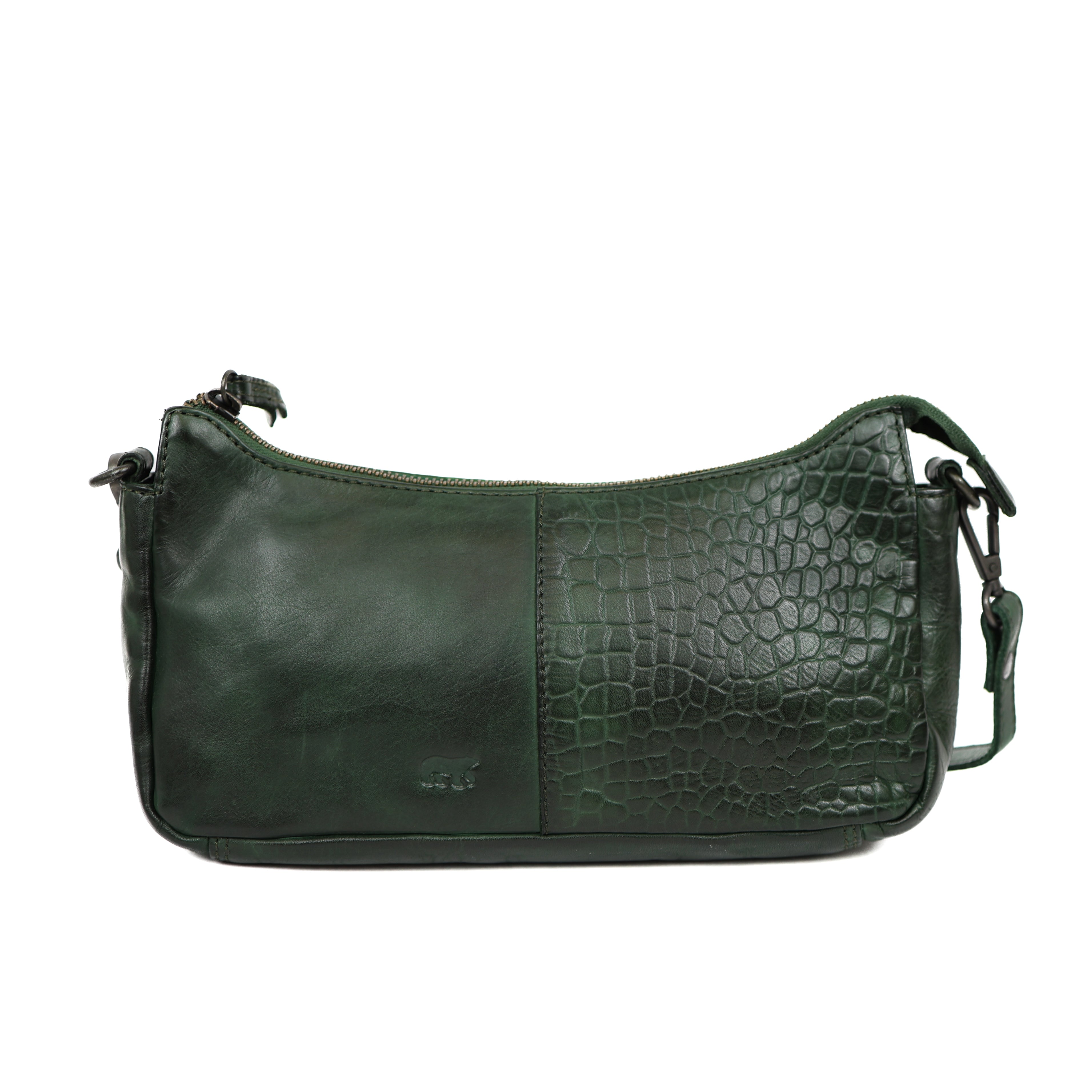 Klein schoudertasje 'Zeynep' groen croco