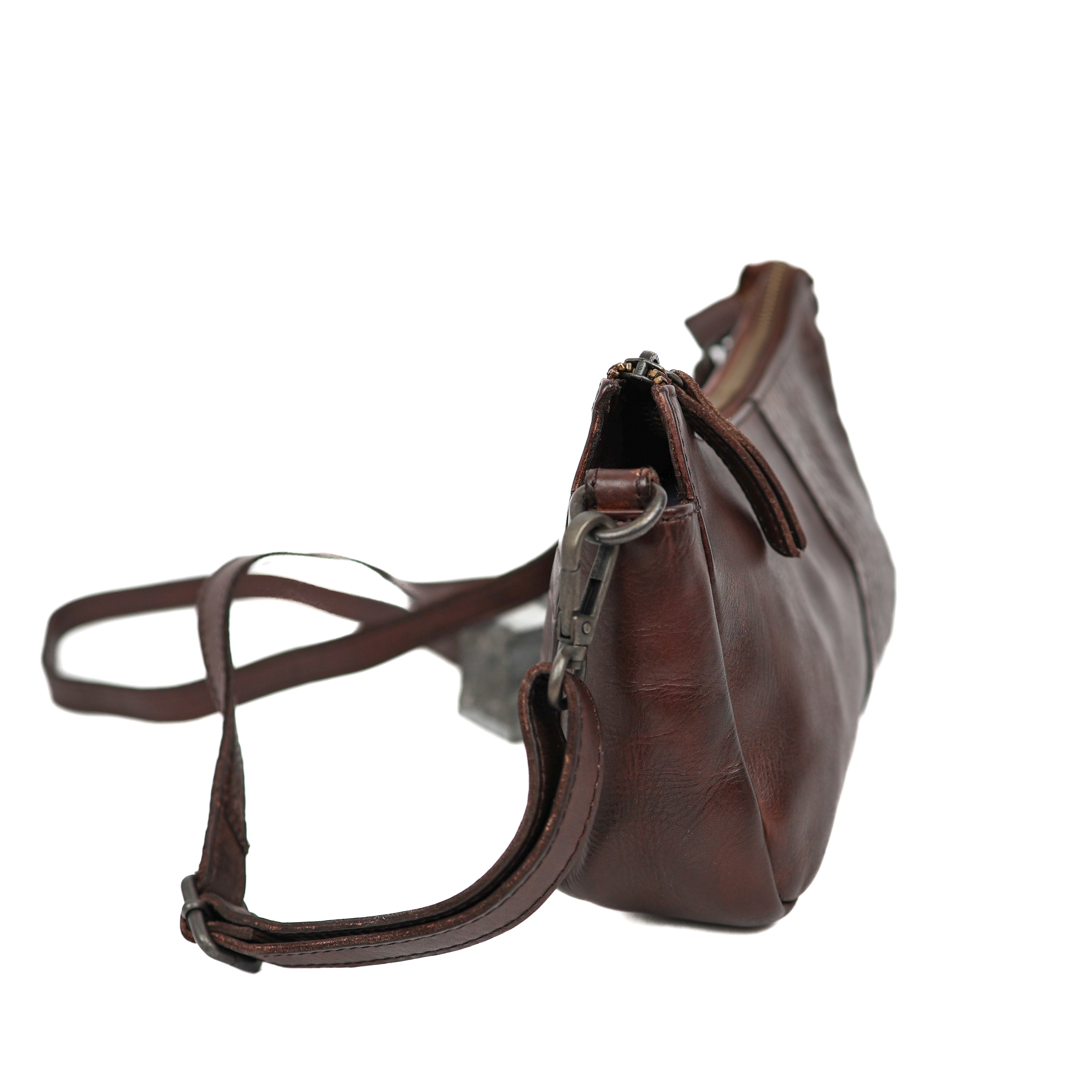 Small shoulder bag 'Zeynep' dark brown croco