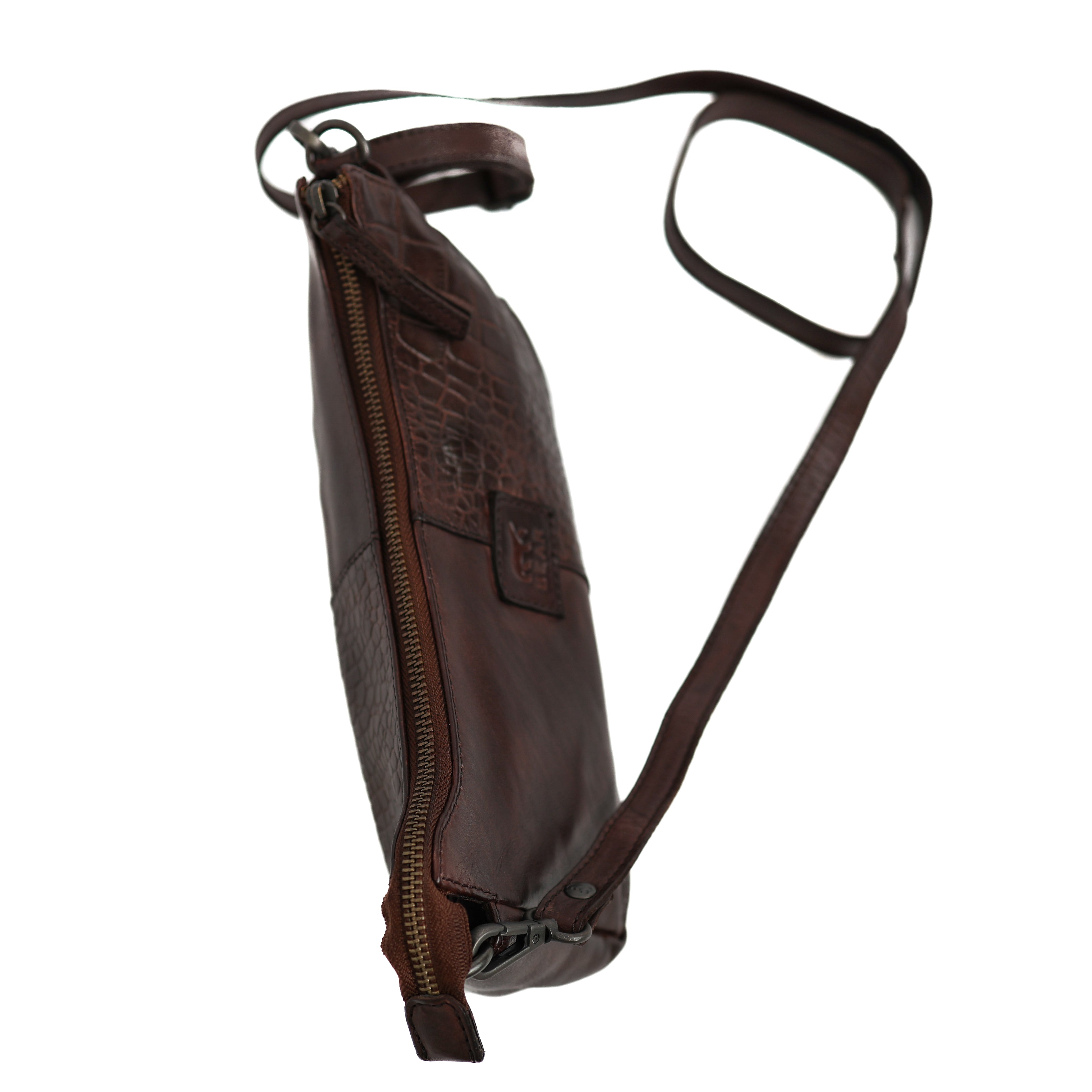 Small shoulder bag 'Zeynep' dark brown croco