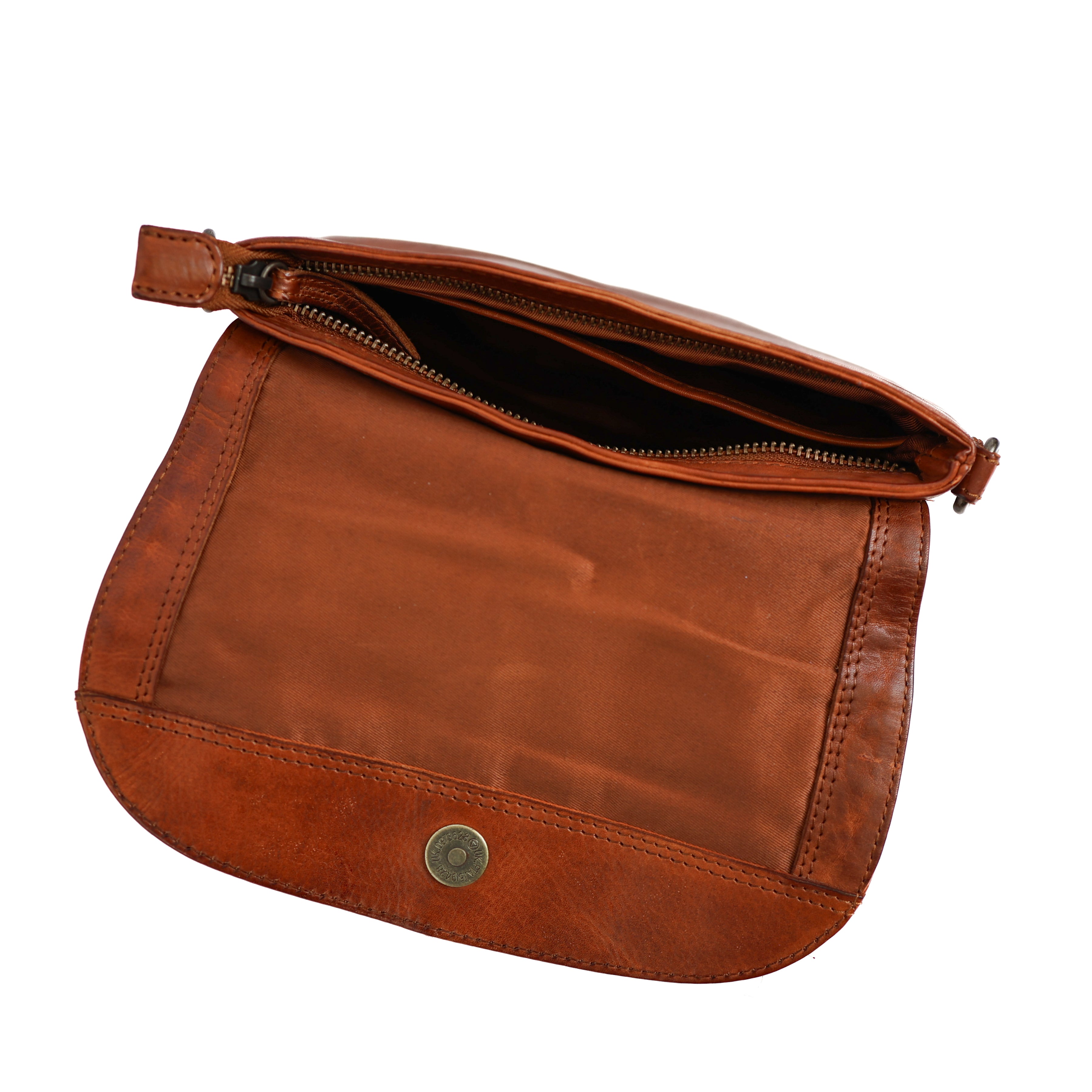 Klein schoudertasje met flap 'Maui' cognac croco