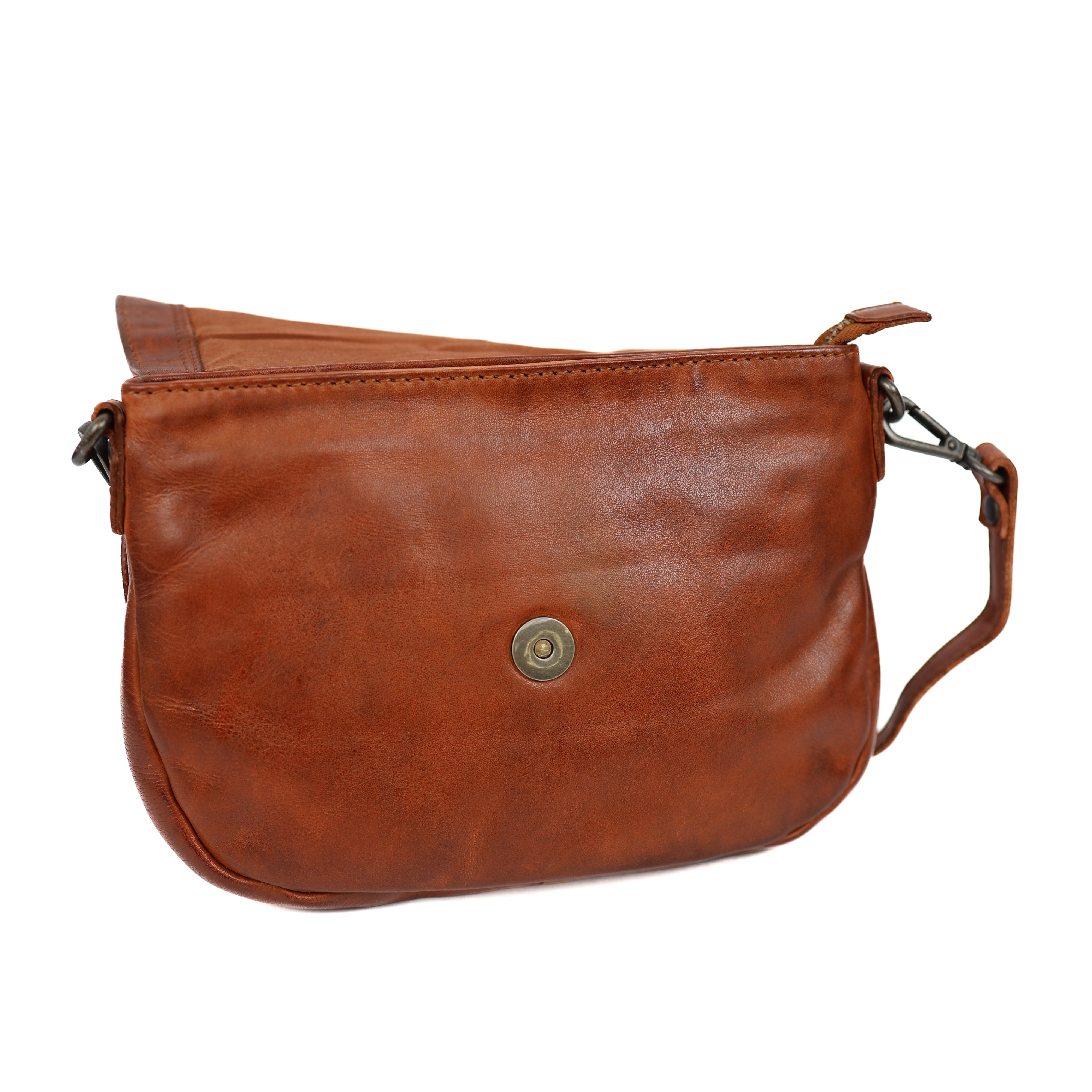 Klein schoudertasje met flap 'Maui' cognac croco