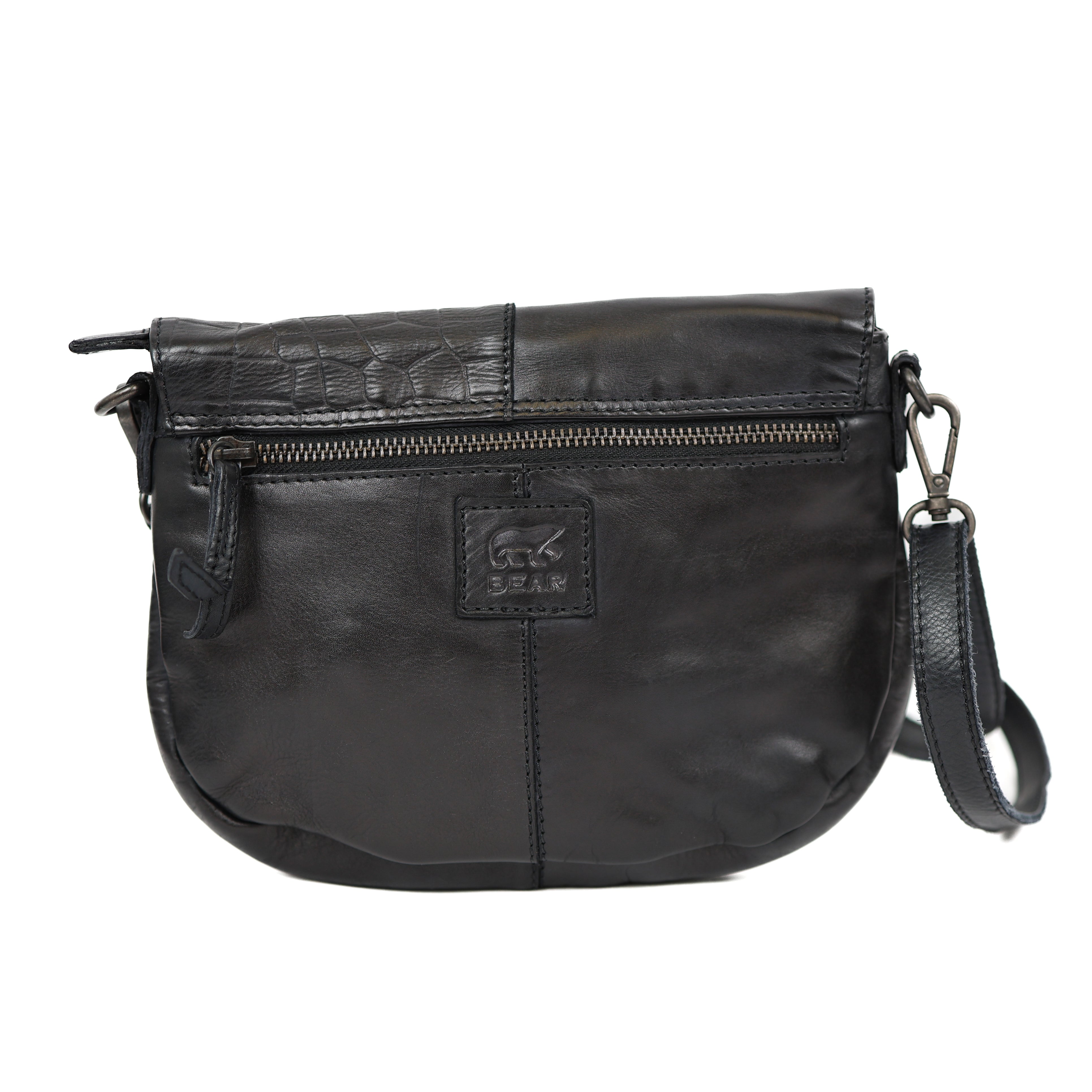 Small shoulder bag with flap 'Maui' black croco
