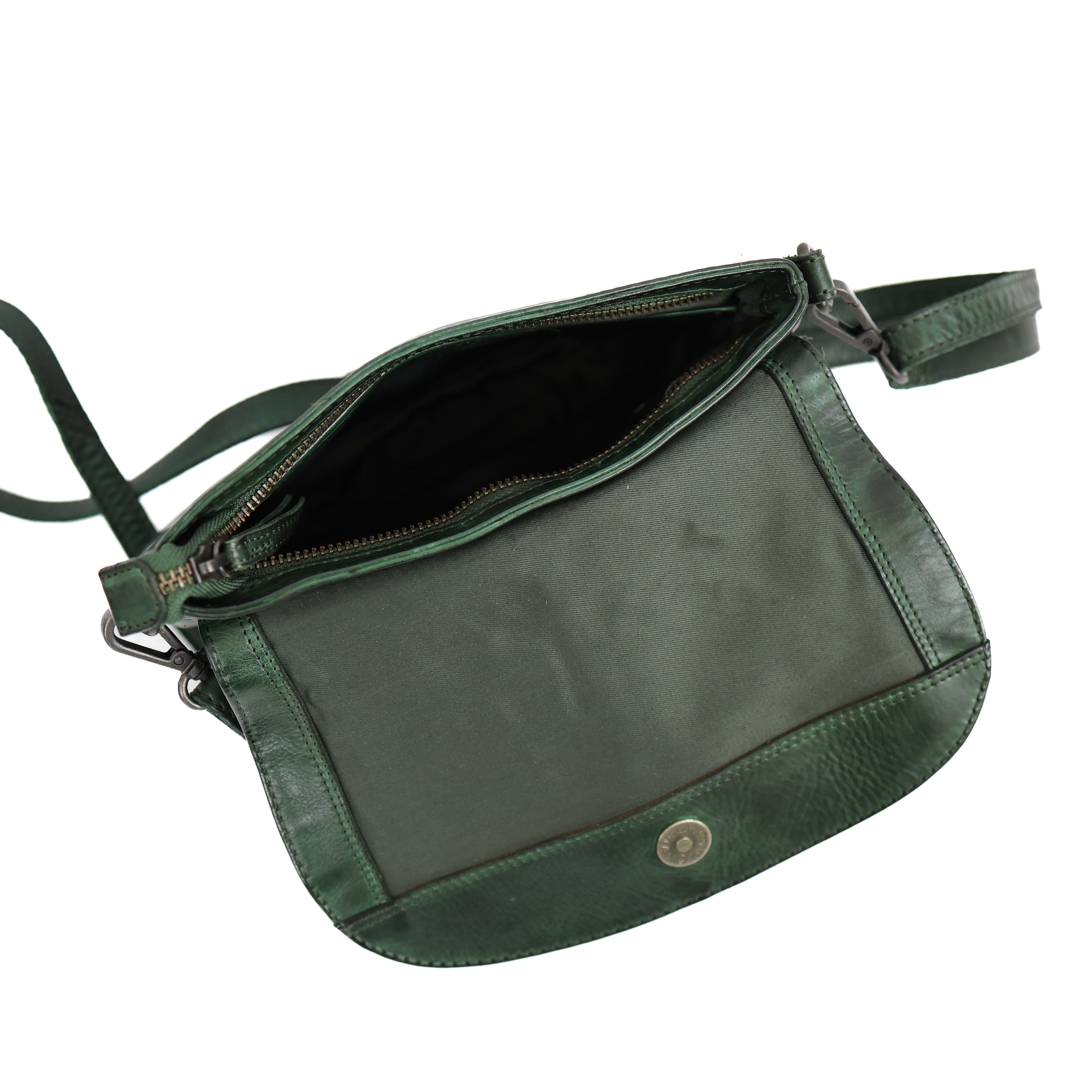 Klein schoudertasje met flap 'Maui' groen croco