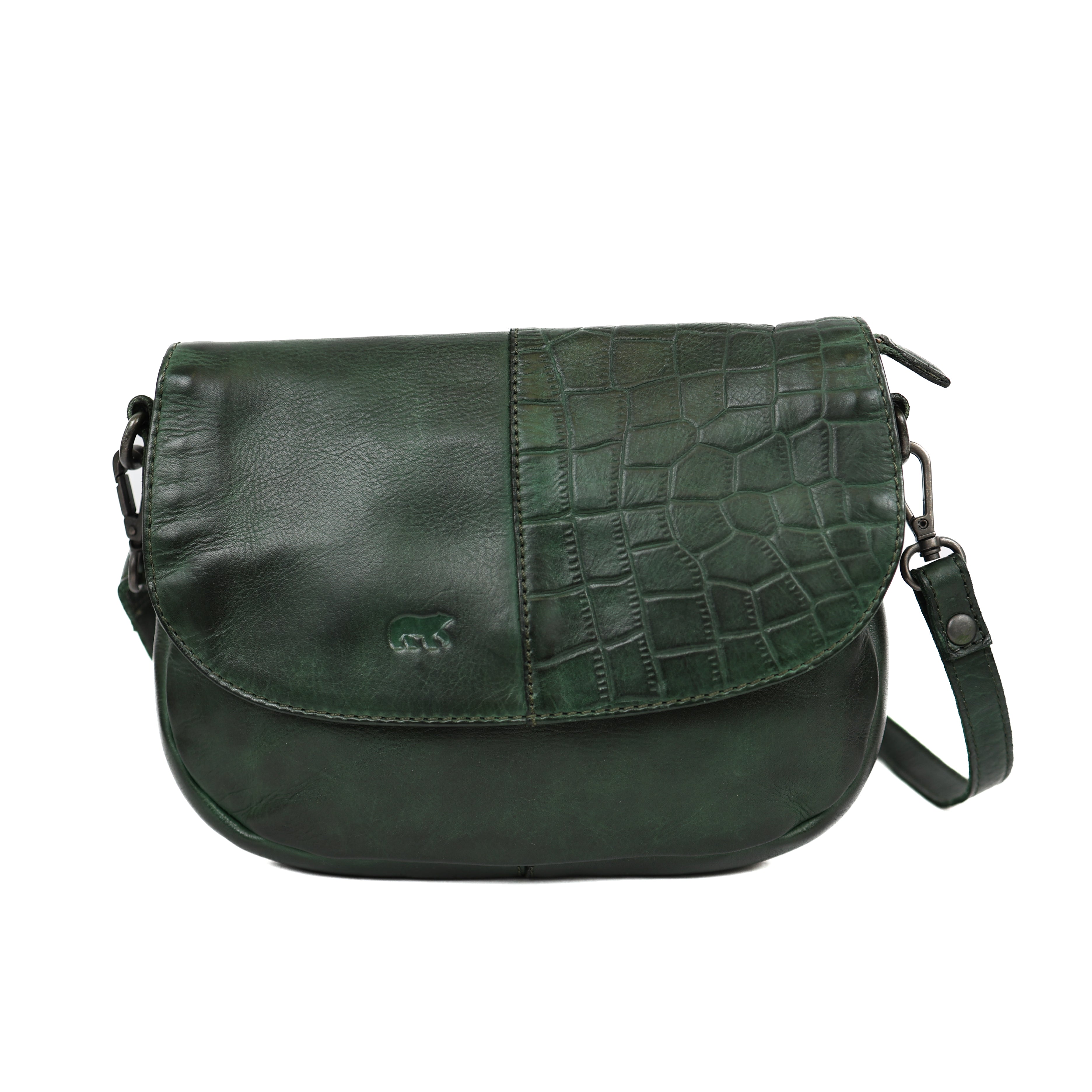 Klein schoudertasje met flap 'Maui' groen croco