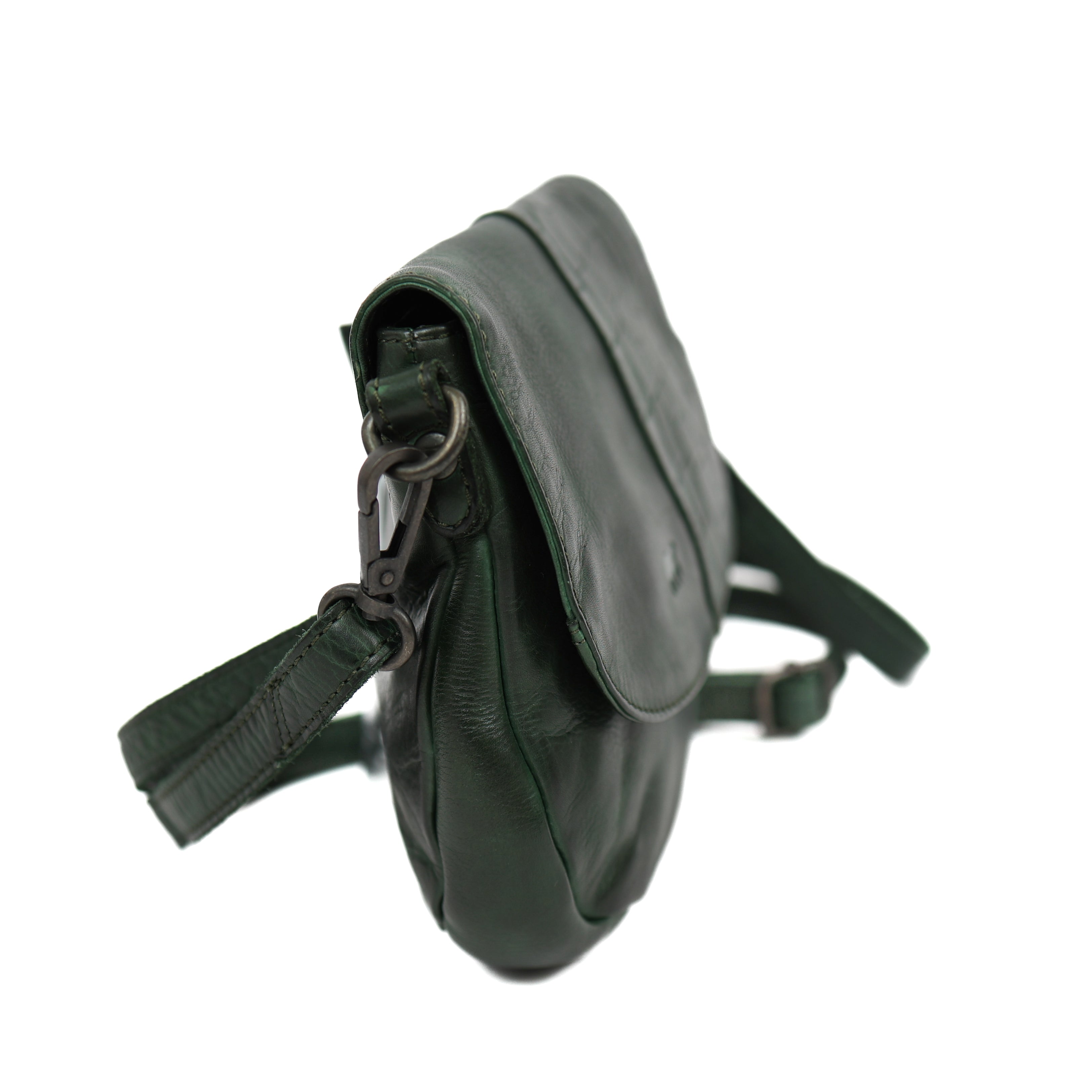 Small shoulder bag with flap 'Maui' green croco