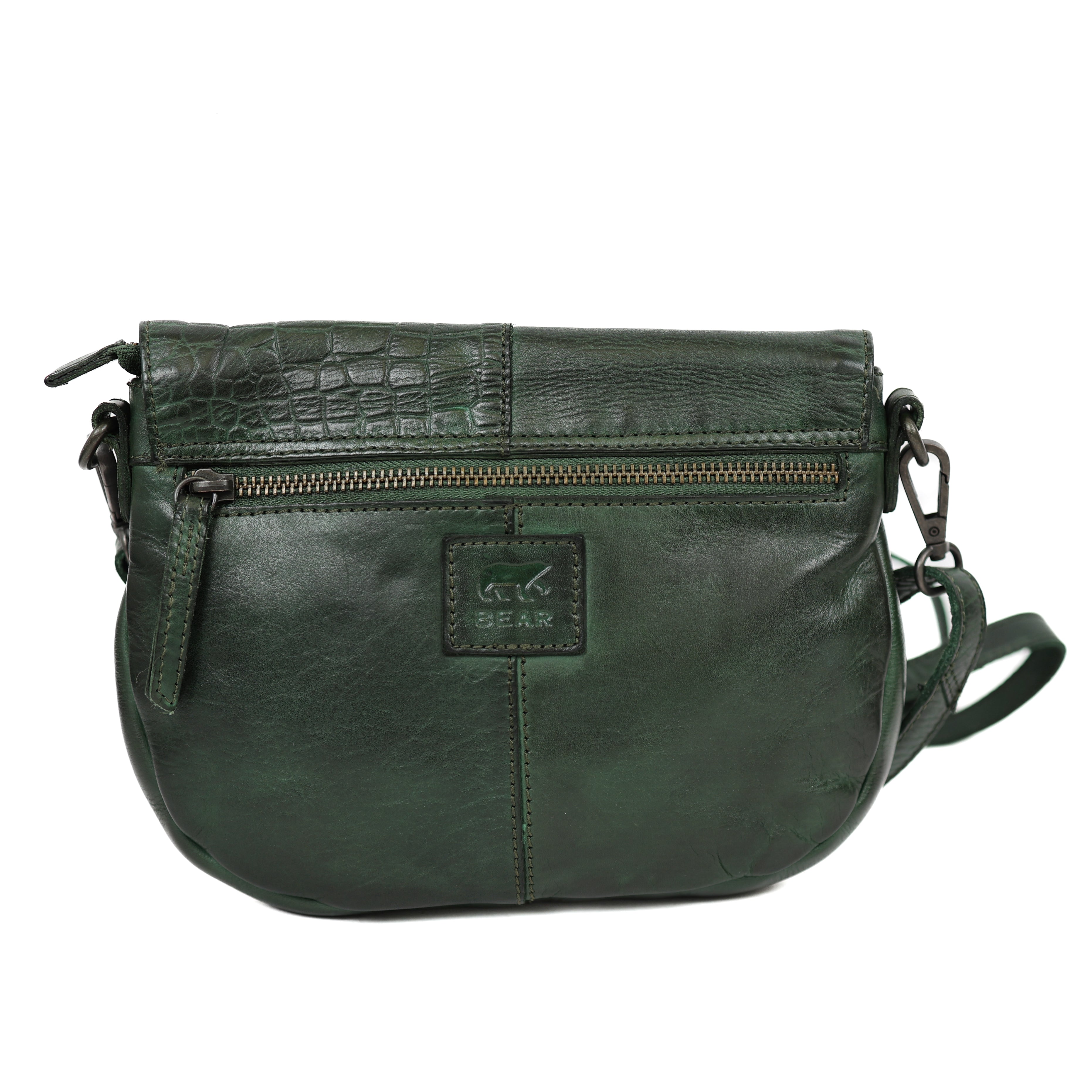 Klein schoudertasje met flap 'Maui' groen croco