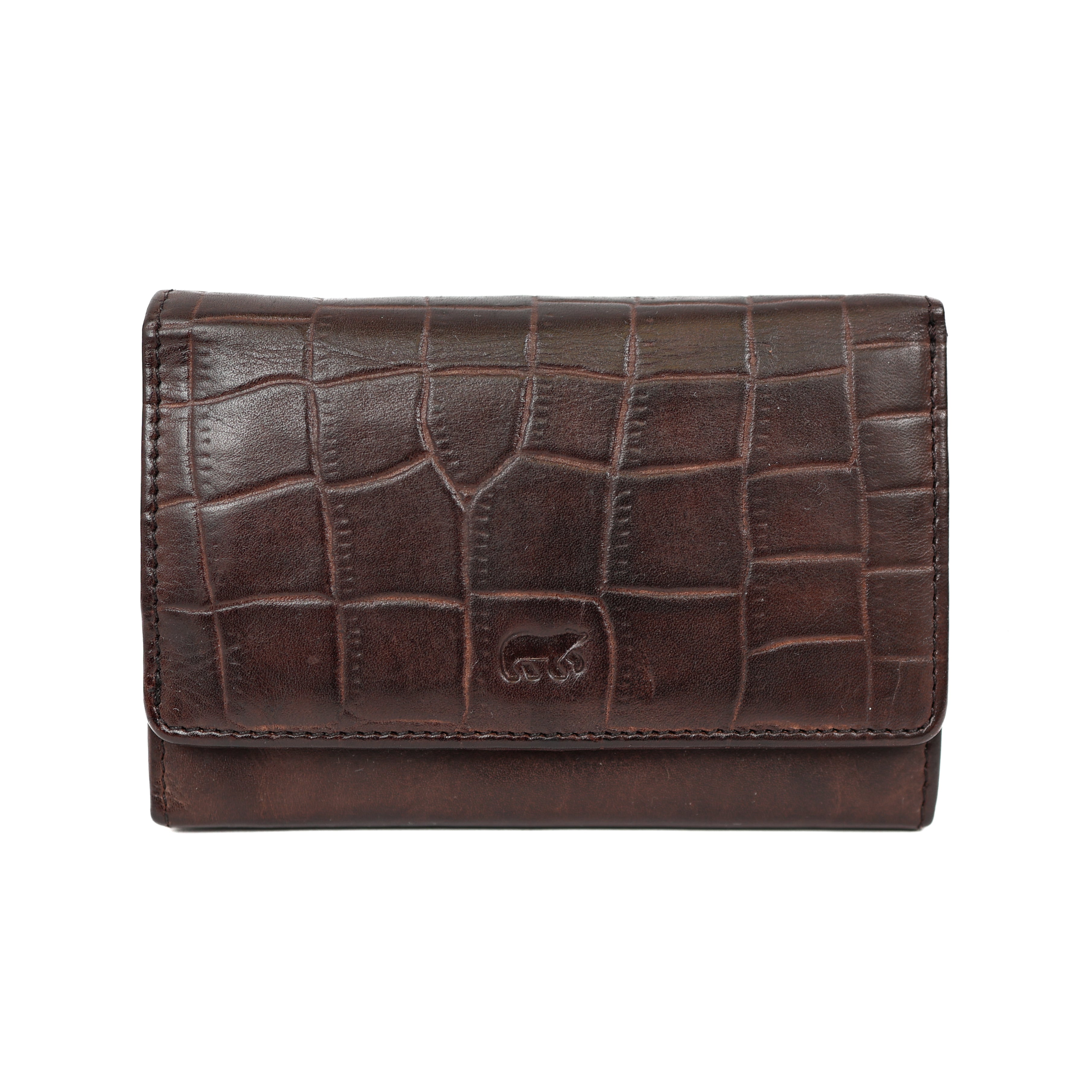 Overslag portemonnee 'Flappie' bruin croco
