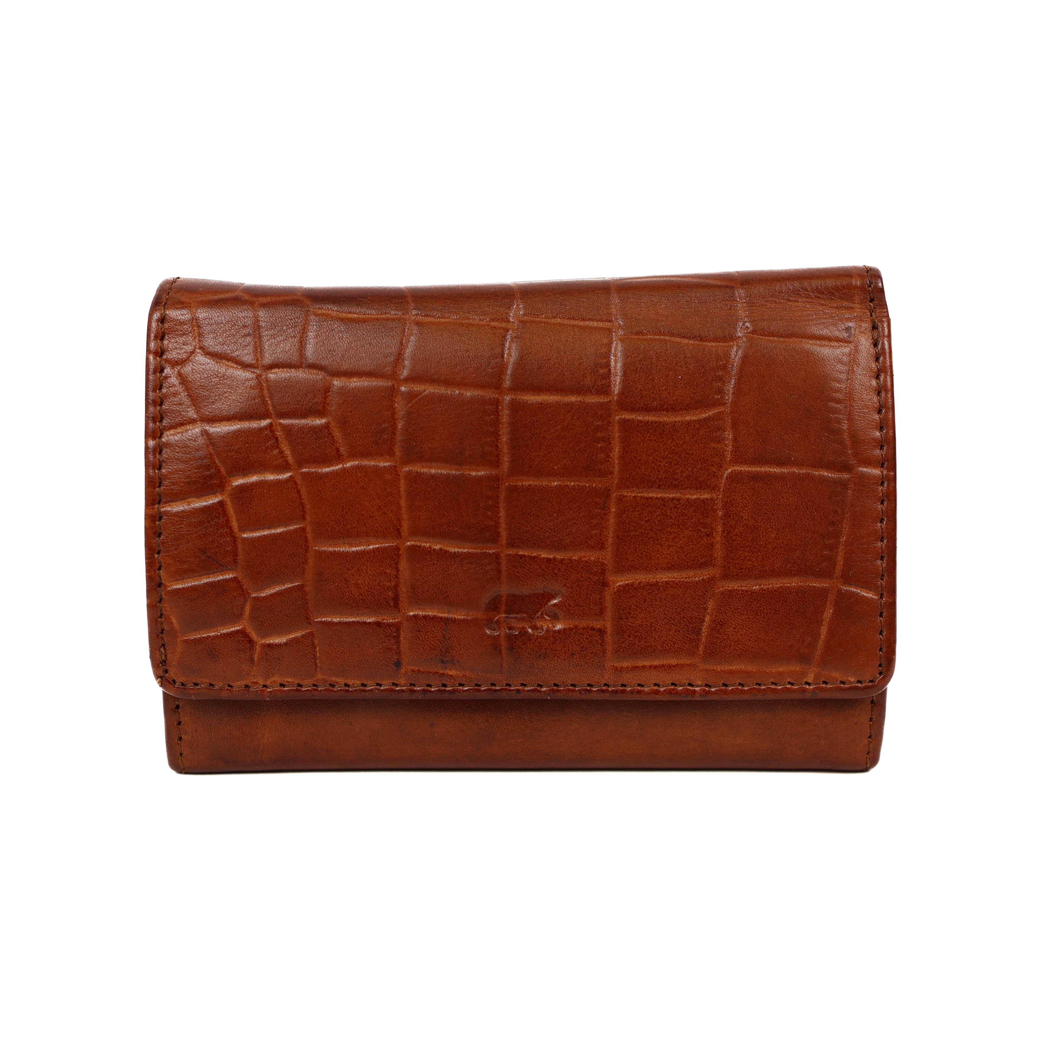 Overslag portemonnee 'Flappie' cognac croco